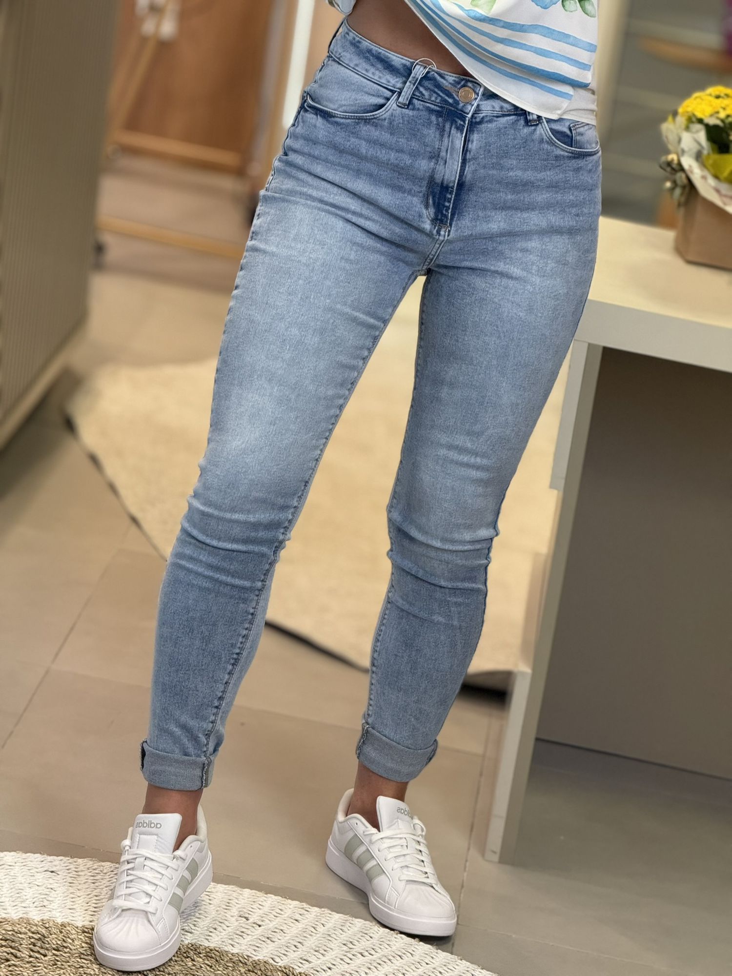 Calça Lez a Lez Jeans Skinny Com Cintura Alta Claro 0710