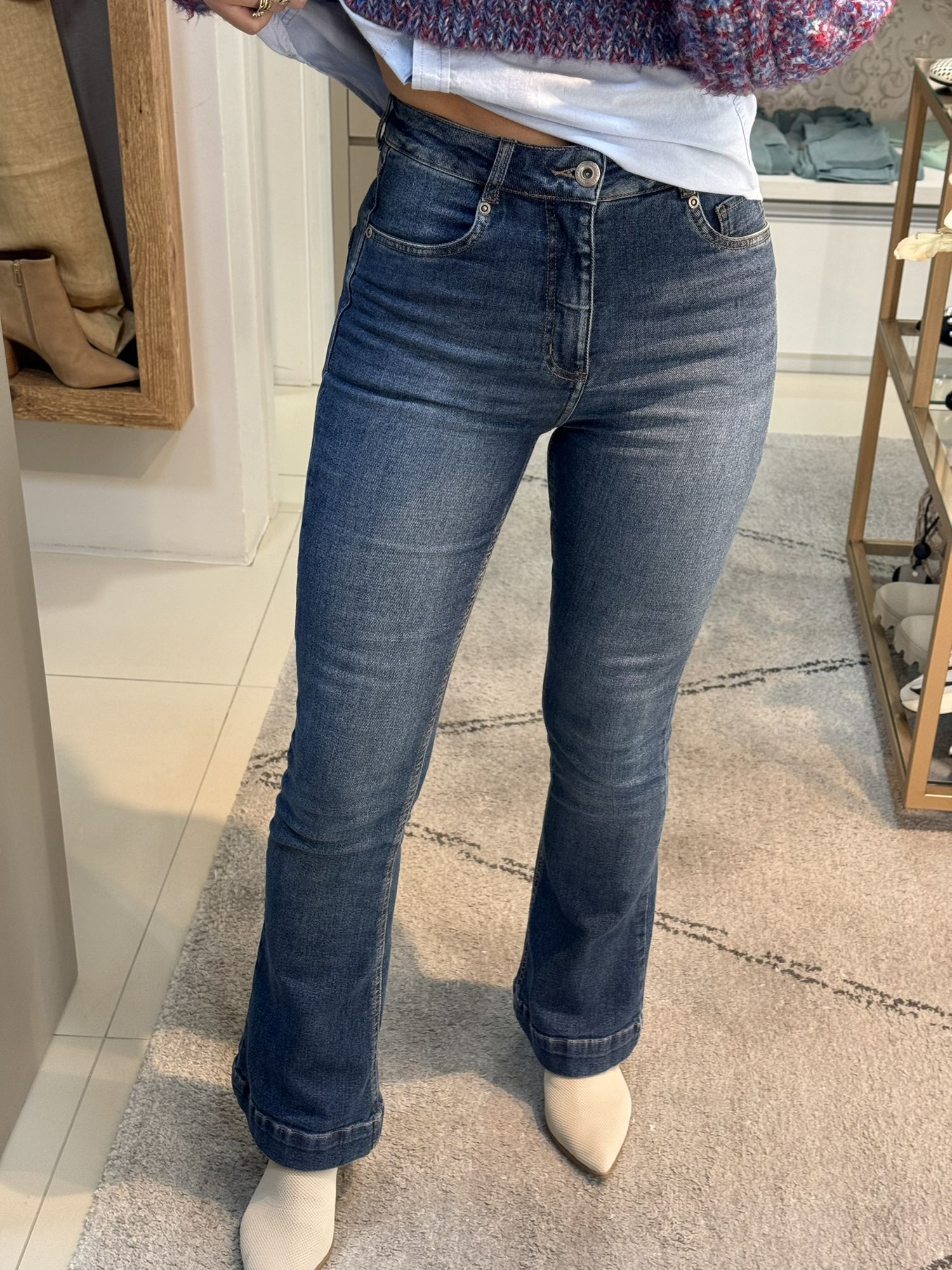 Calça Morena Rosa Boot Cut Alta Azul 0708
