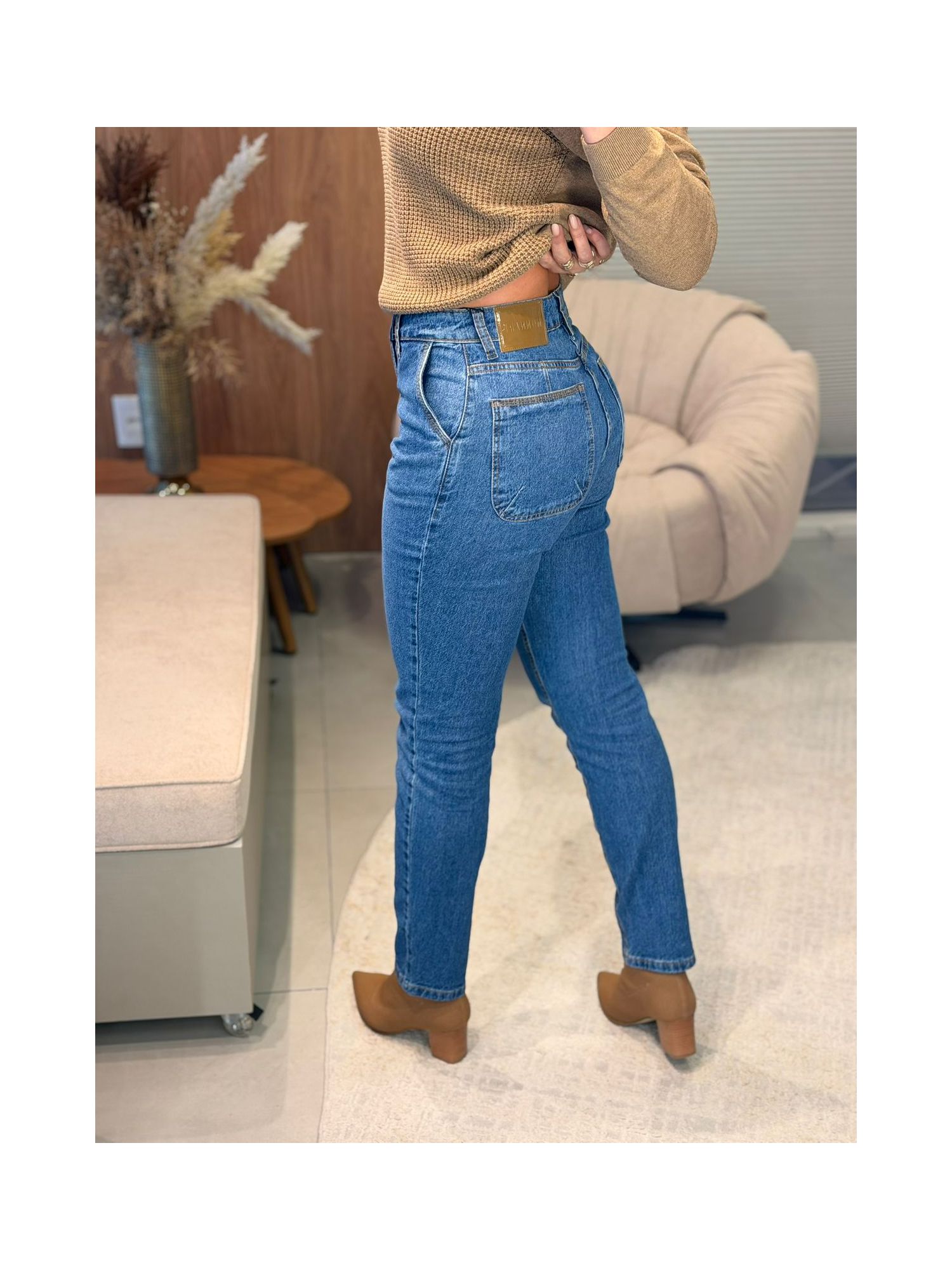 Calça Monnari Jeans Mom Bolso Faca 2502