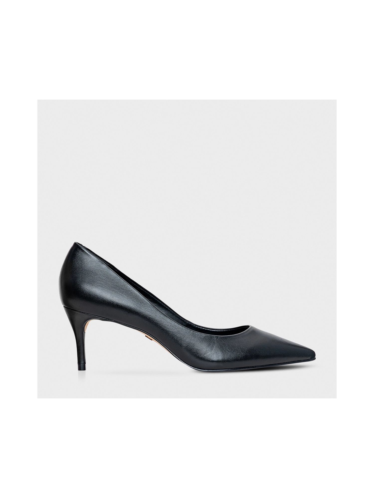 Scarpin Valentina Salto Fino Médio Couro Preto