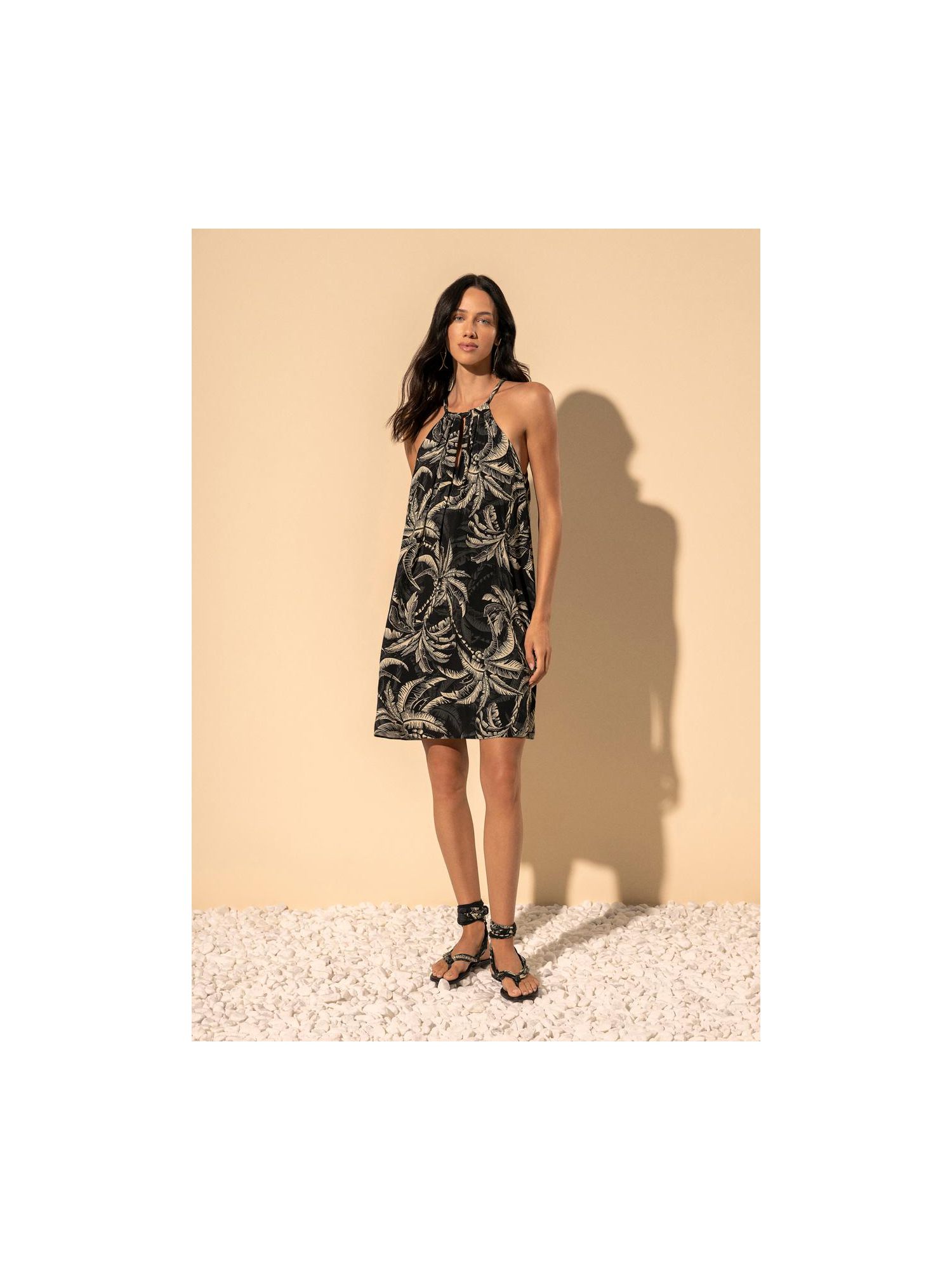Vestido Curto Estampado Preto 1507 