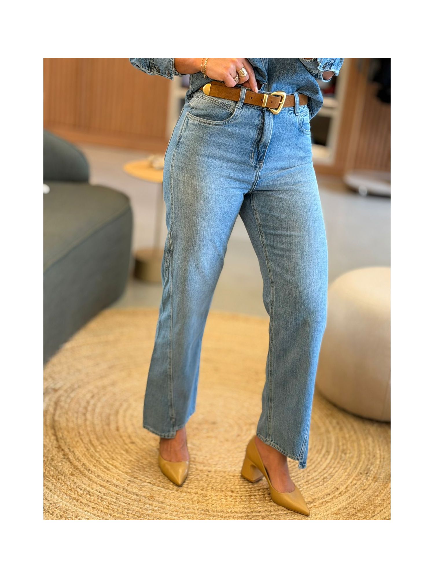 Calça Lez a Lez Jeans Reta Cropped Com Recortes 2502