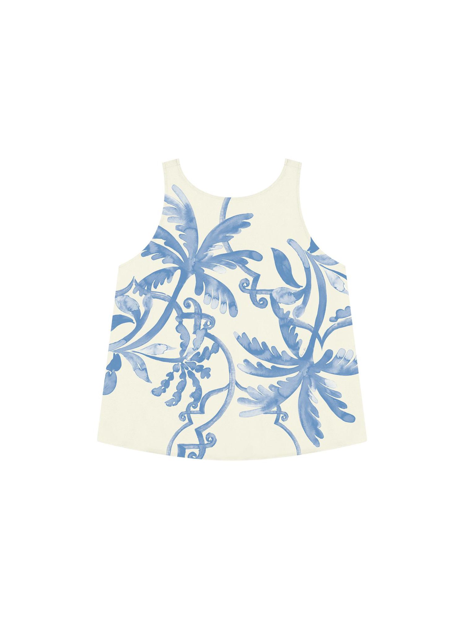 Regata Lez a Lez Estampada Em Tecido Leve Azul 0611 