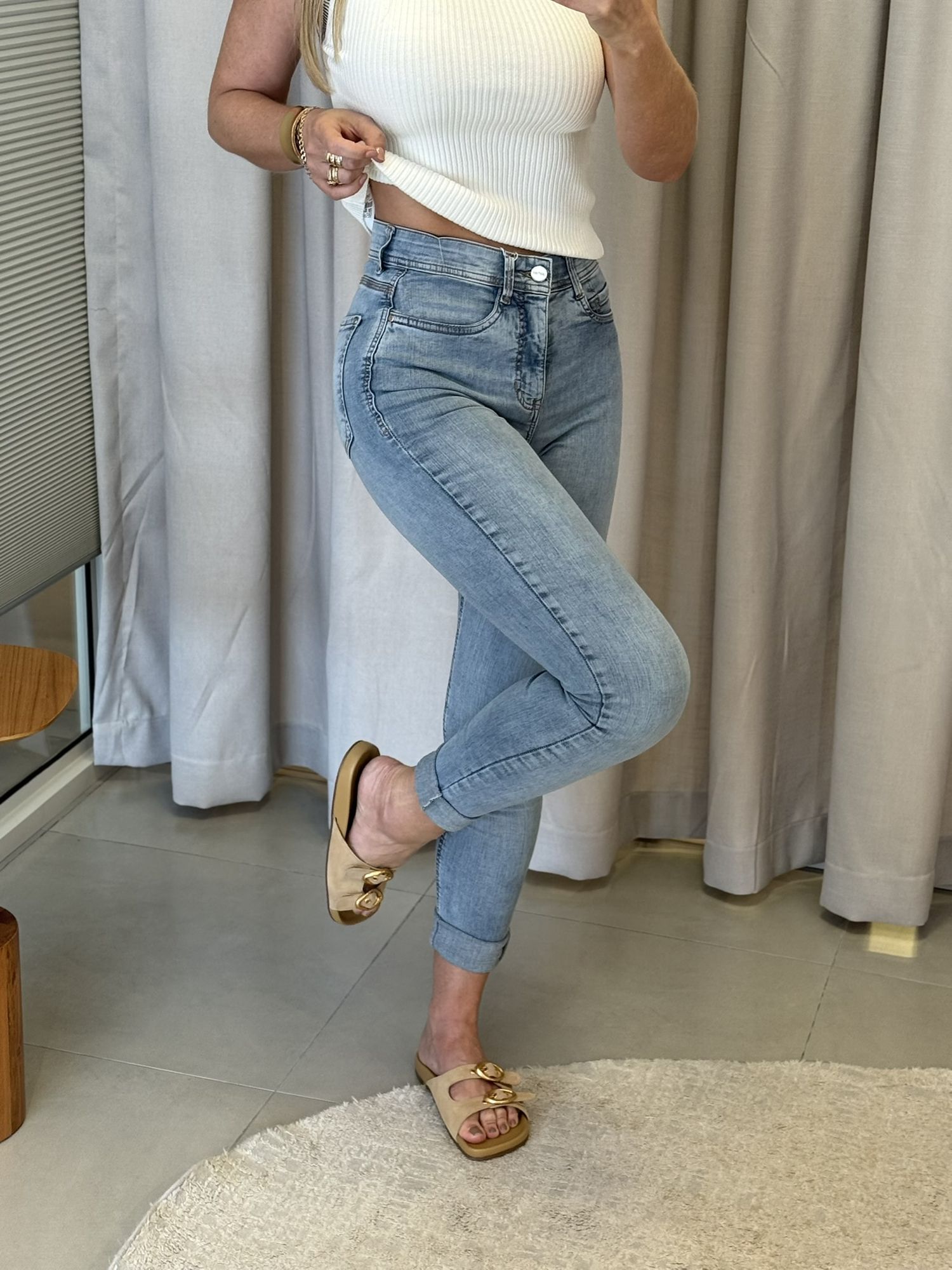 Calça Lez a Lez Jeans Skinny Cintura Alta Shaping 2010