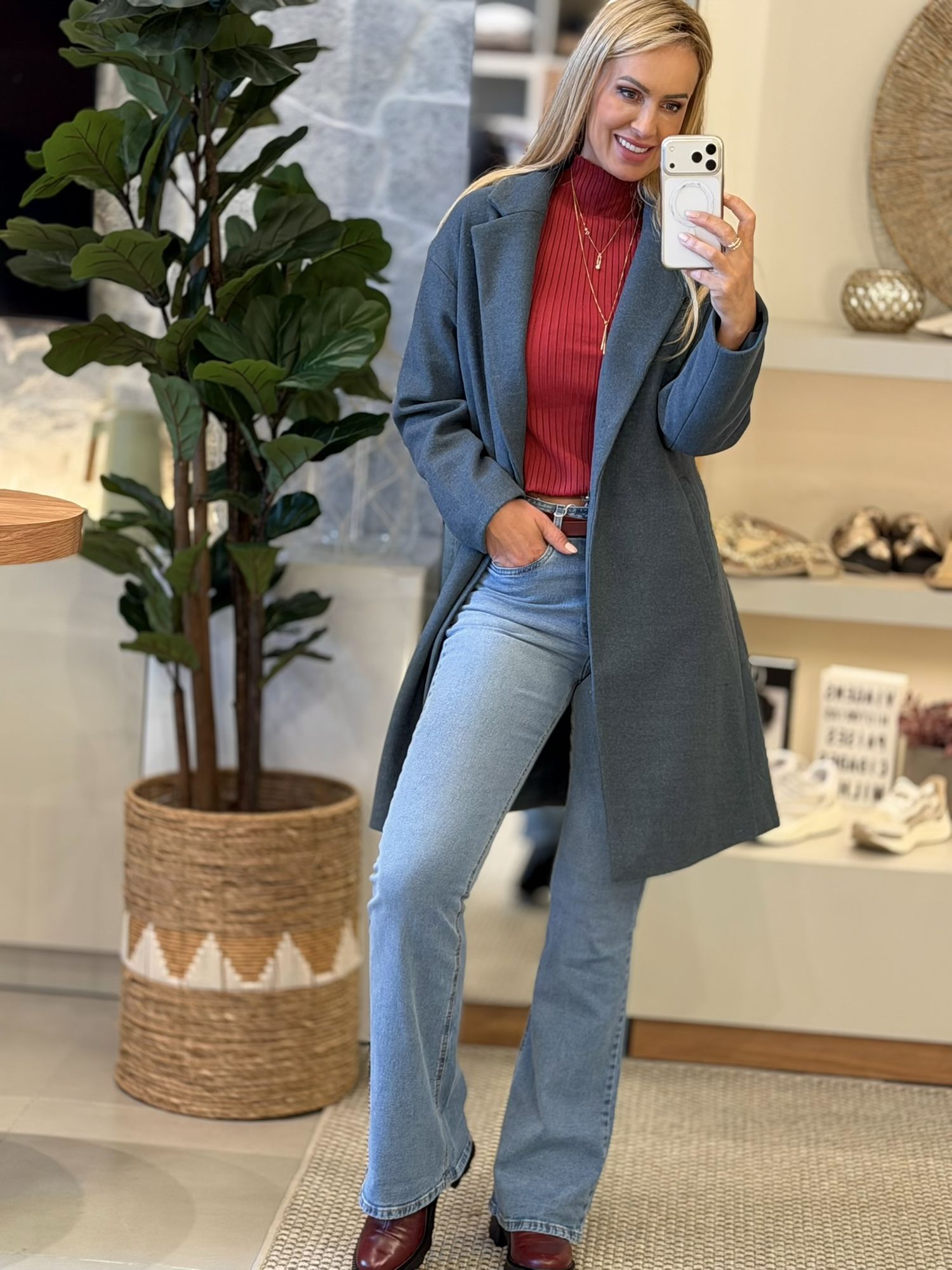 Casaco Sobretudo Lez a Lez Com Bolsos Verde Absinto 0403