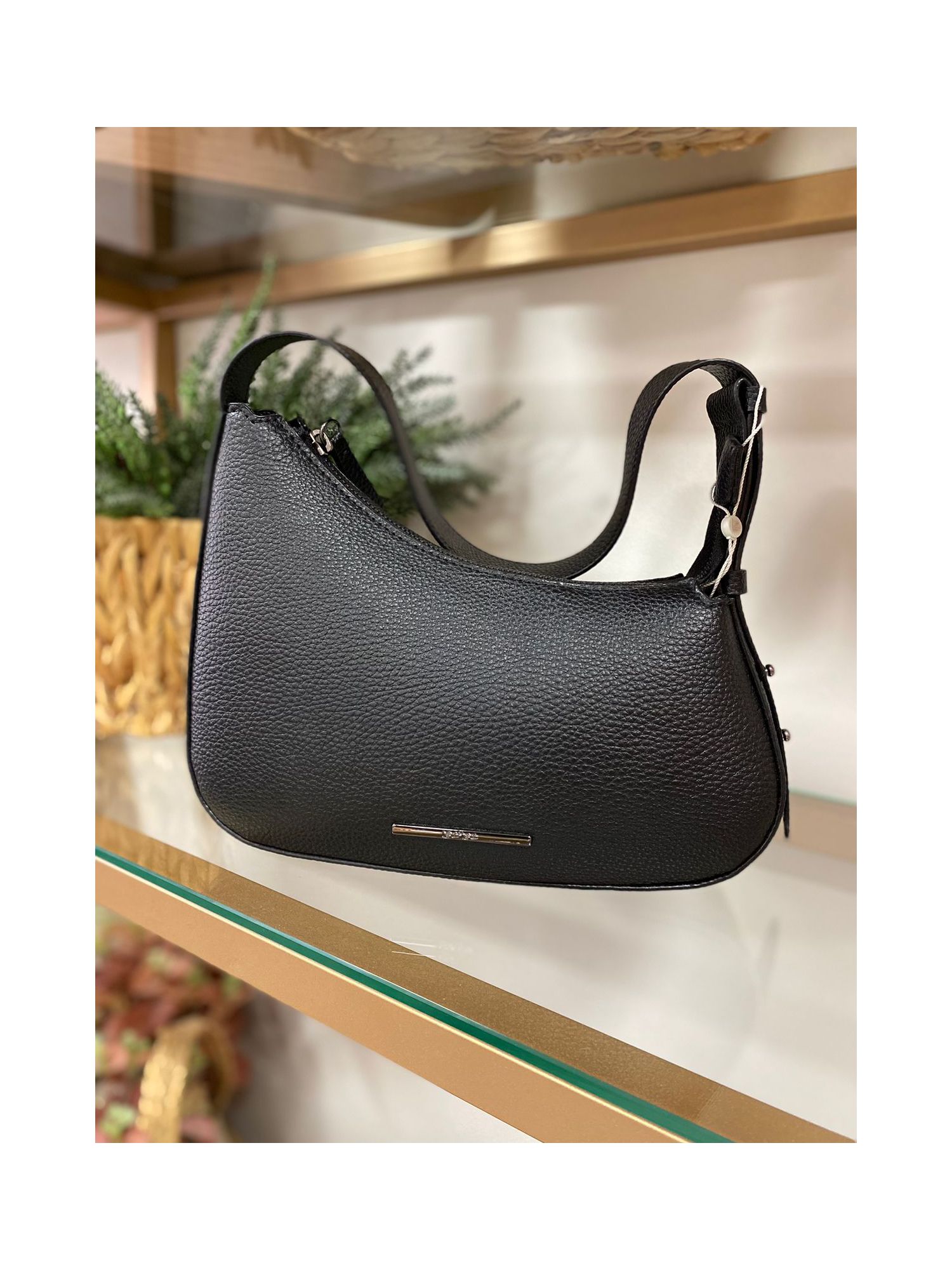 Bolsa Pequena Baguete Assimétrica Preto