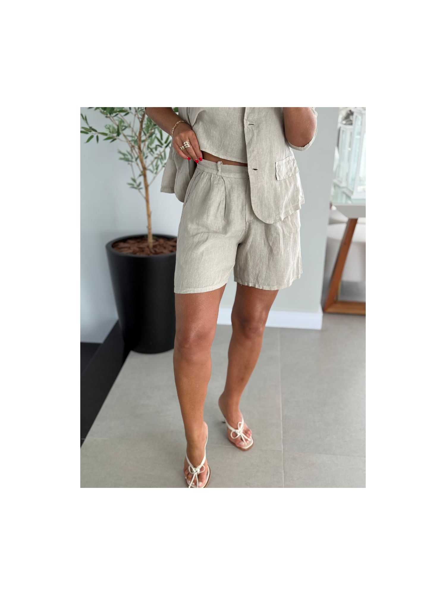 Bermuda Em Linho 100% Italiano Cru