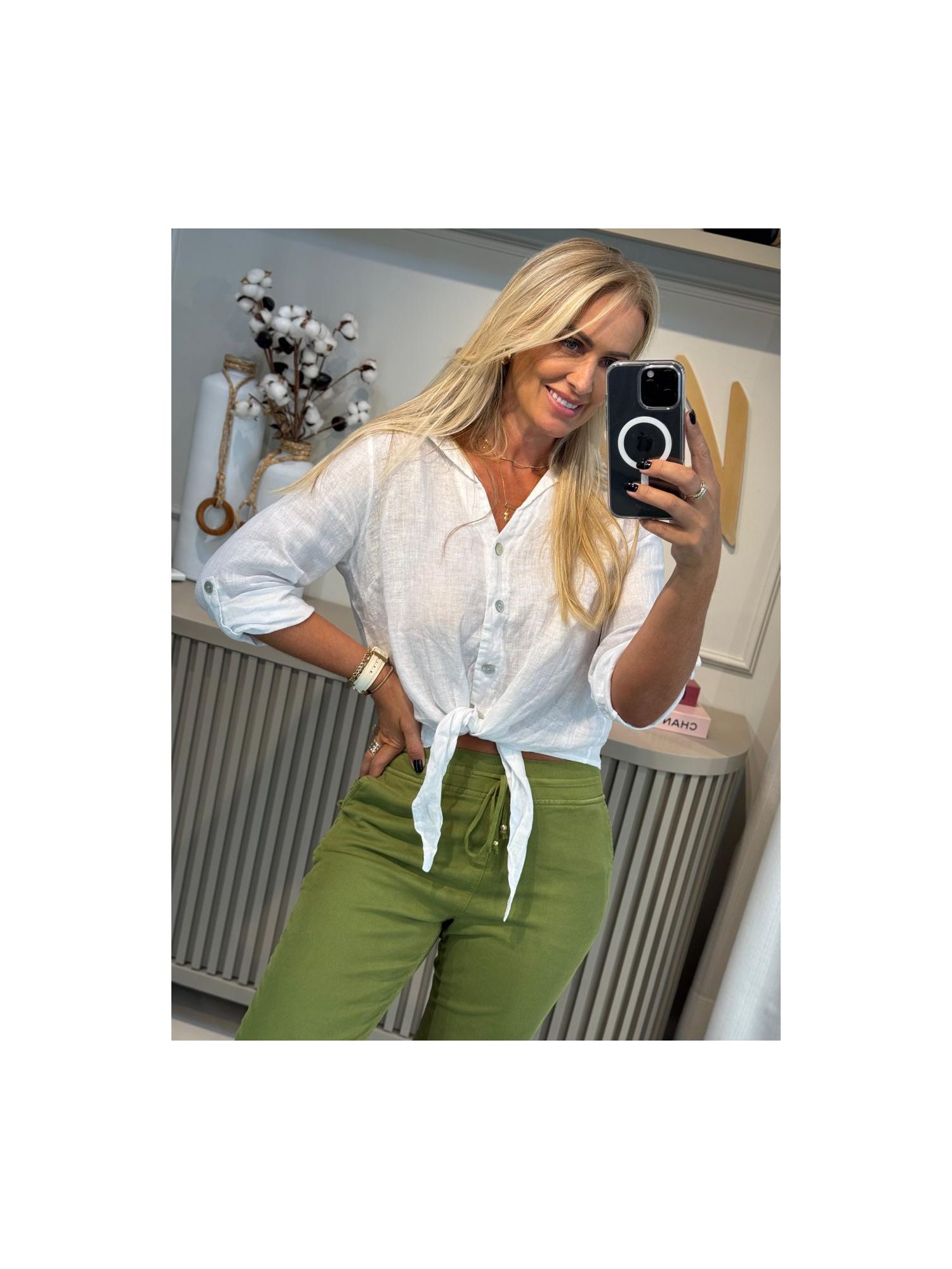 Camisa Nozinho Em Linho 100% Italiano Off White 