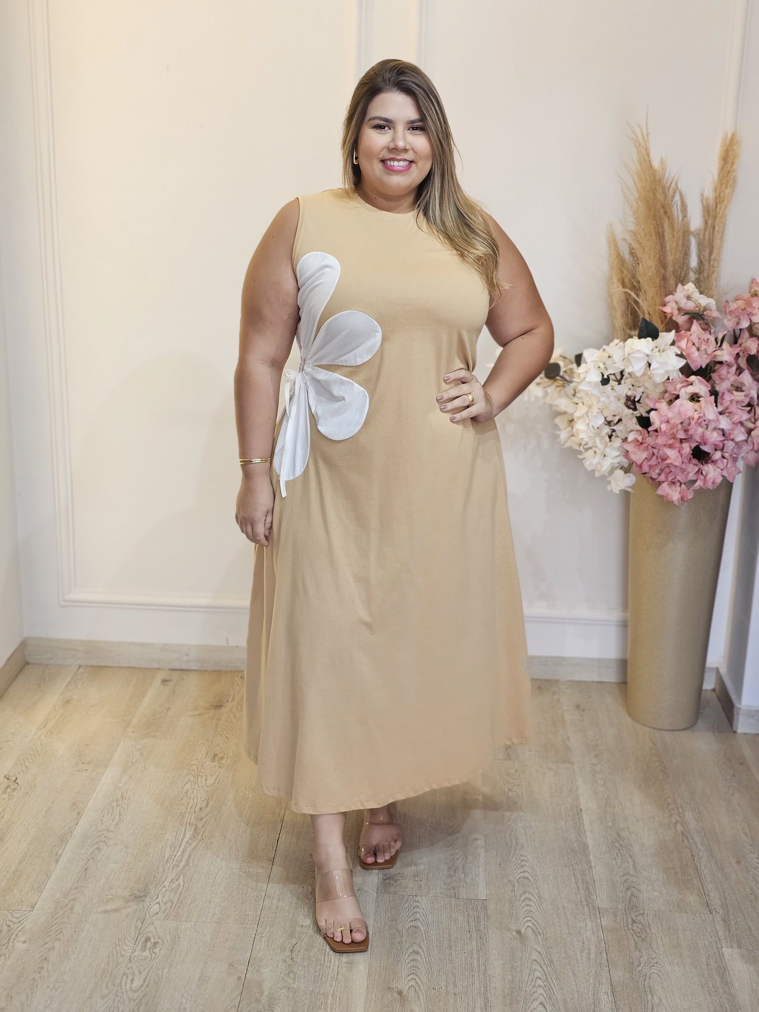 VESTIDO BELLA FLOR BEGE - 3333333348042 - Érika Araújo Store