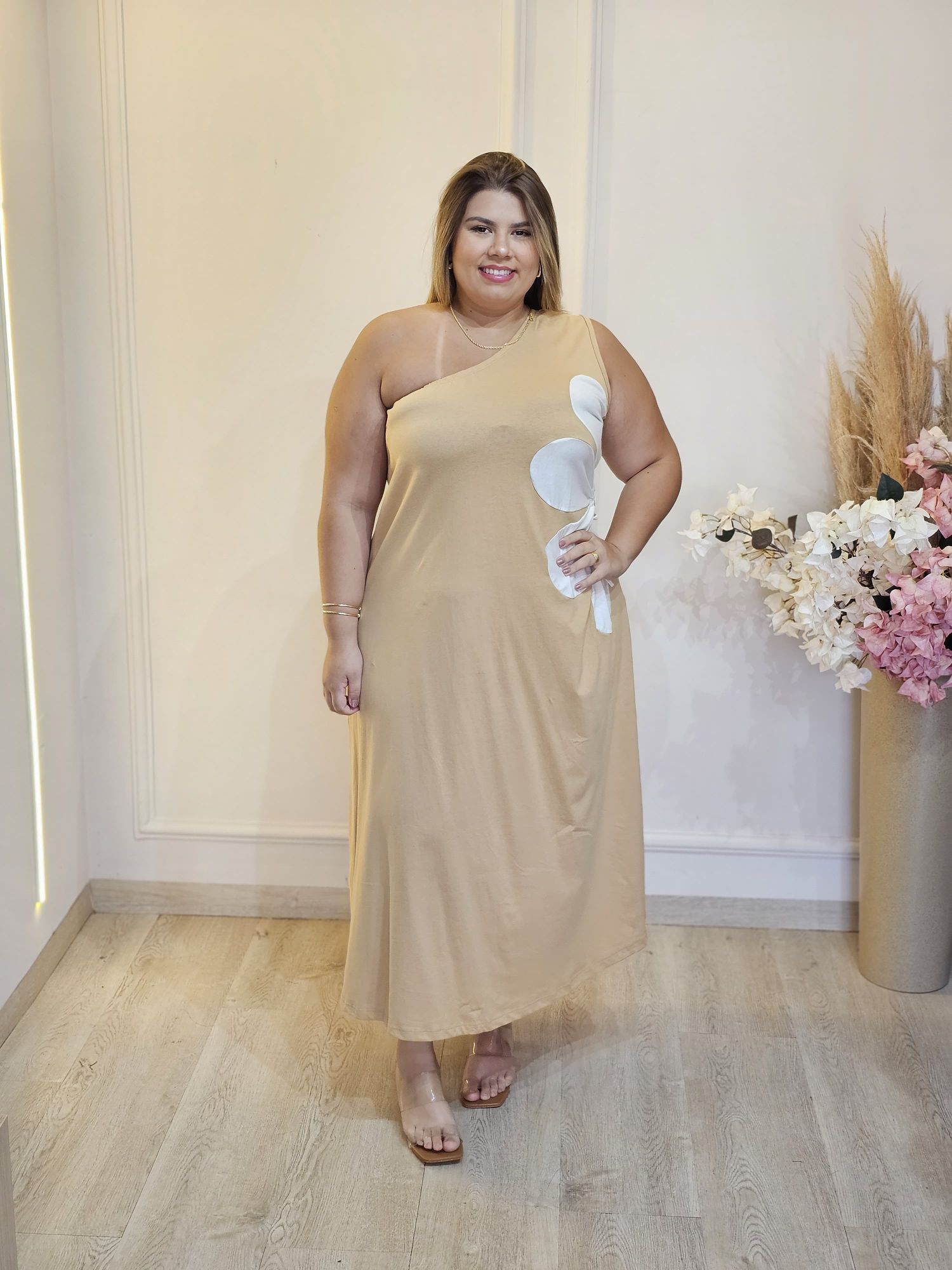 VESTIDO BELLA FLOR NULA MANGA NUDE - 3333333351752 - Érika Araújo Store