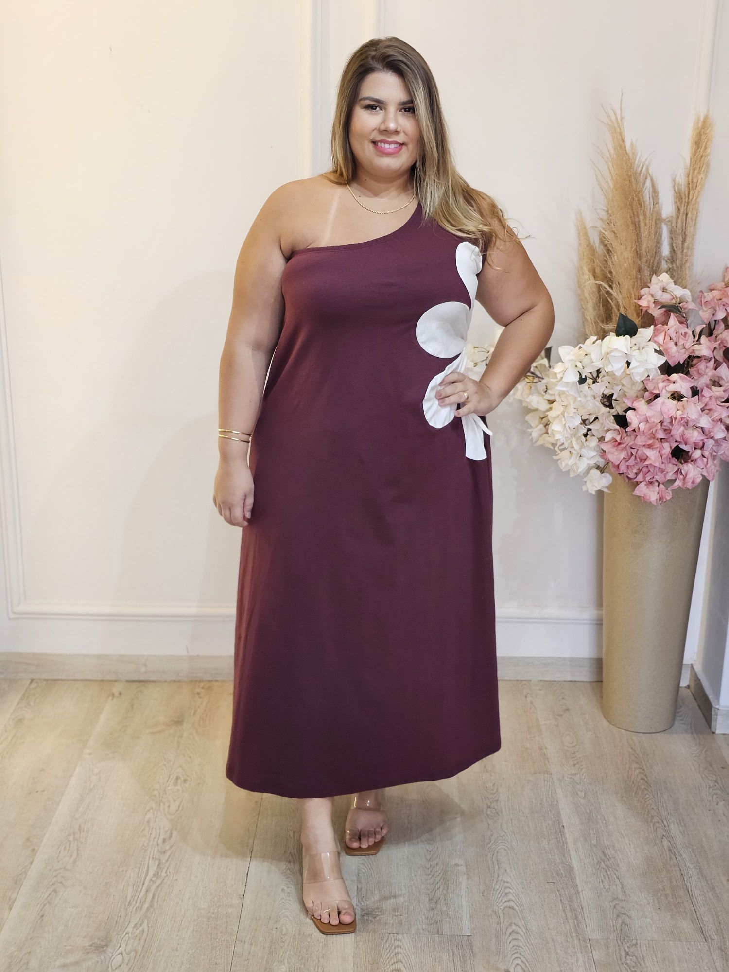 VESTIDO BELLA FLOR NULA MANGA MARSALA - 3333333344... - Érika Araújo Store