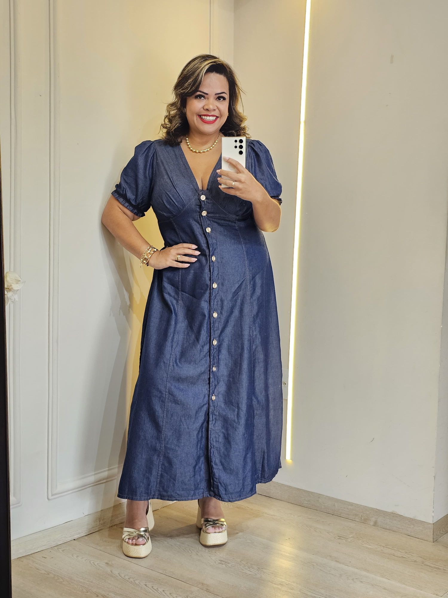 VESTIDO BOTÕES MIDI JEANS ESCURO - 3333333349049 - Érika Araújo Store
