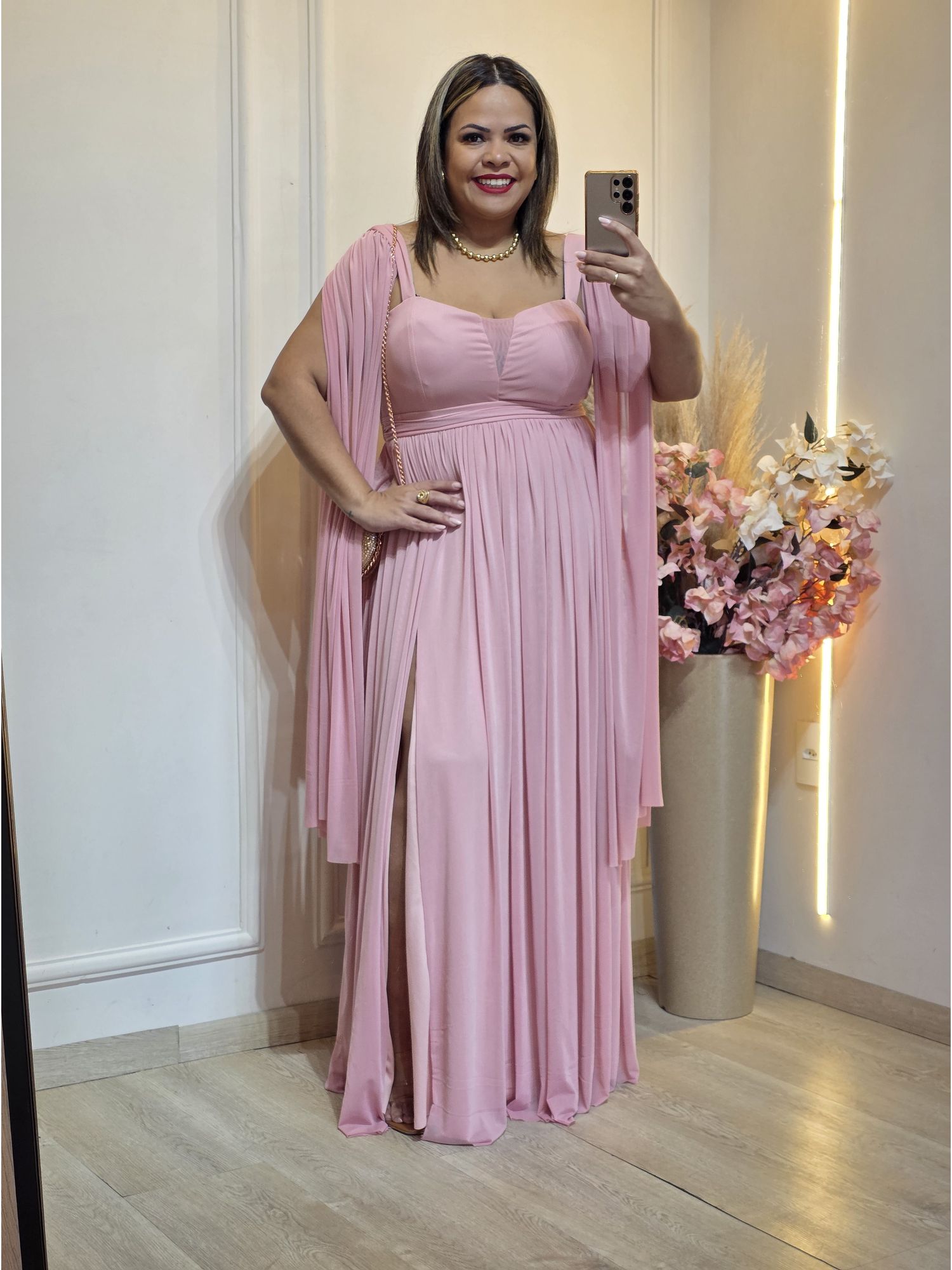 VESTIDO DE FESTA LONGO GLAMOUR ROSE - 333333337844 - Érika Araújo Store