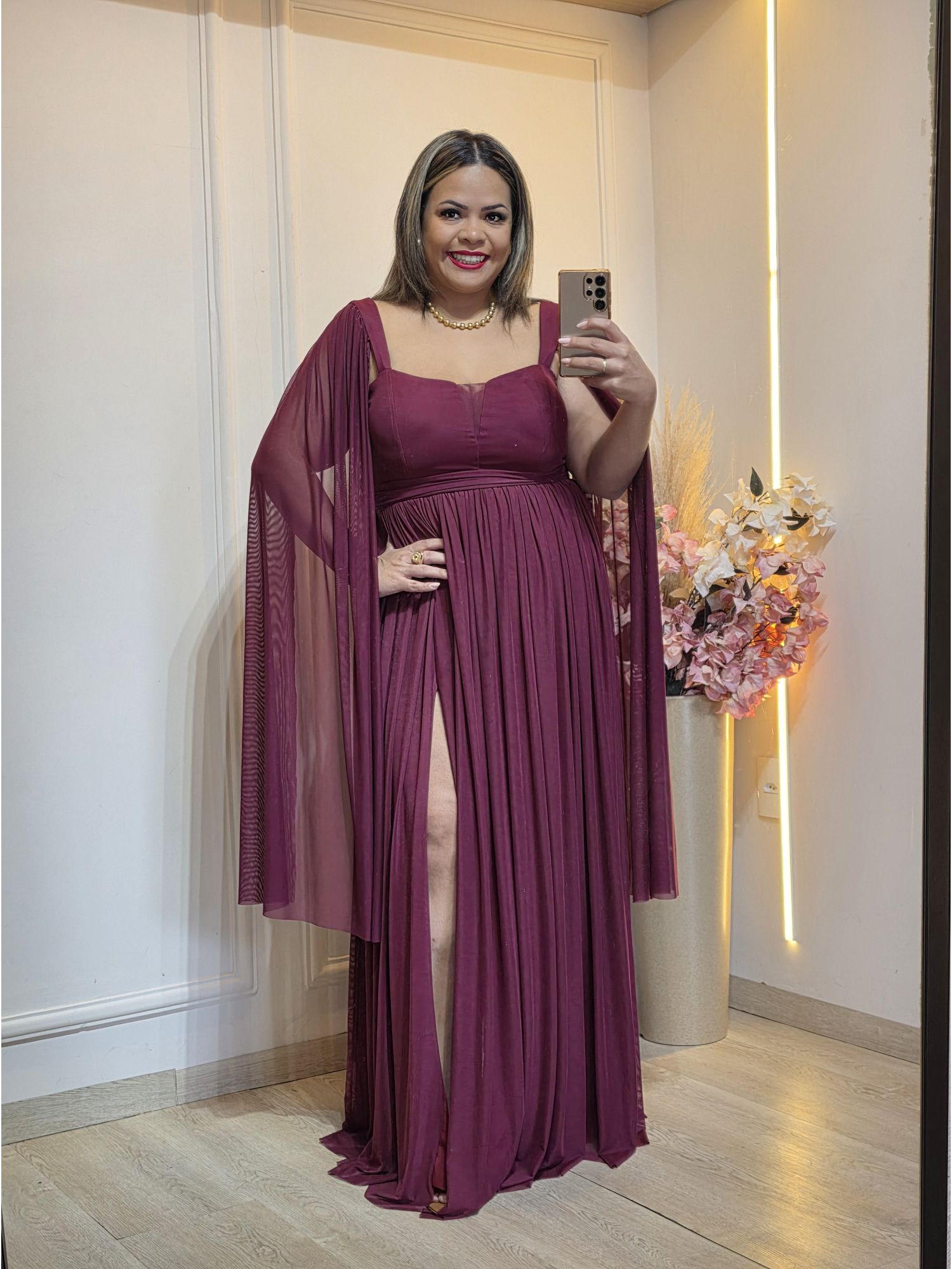 VESTIDO DE FESTA LONGO GLAMOUR MARSALA - 333333337... - Érika Araújo Store