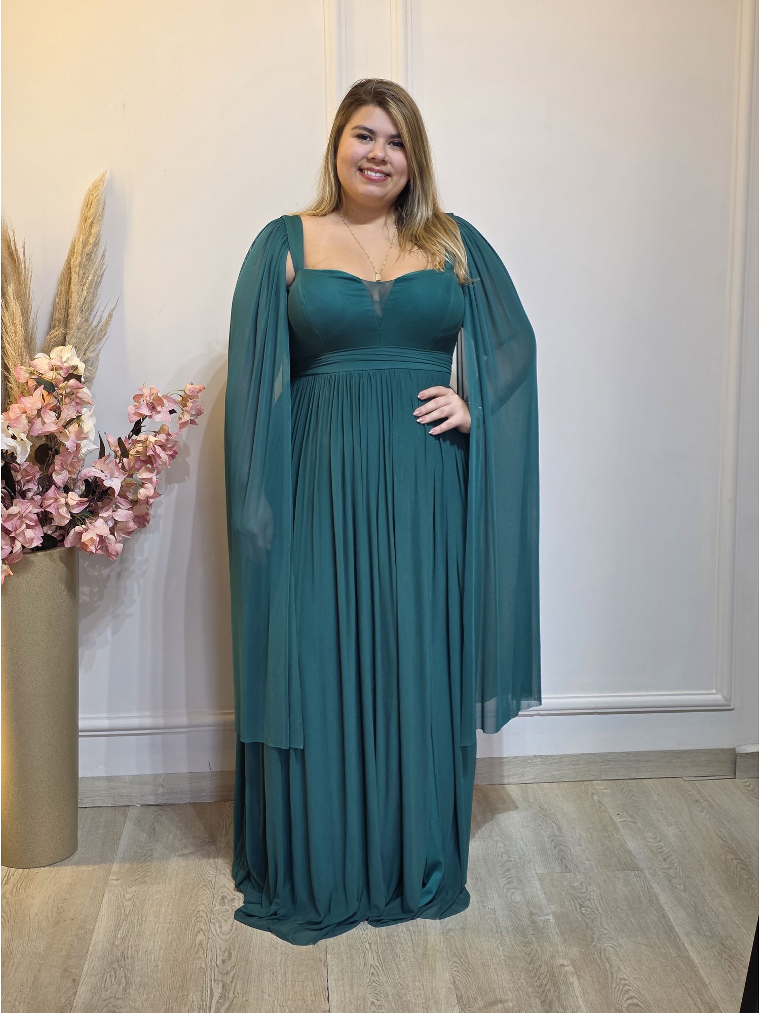 VESTIDO DE FESTA LONGO GLAMOUR VERDE ESMERALDA - 3... - Érika Araújo Store