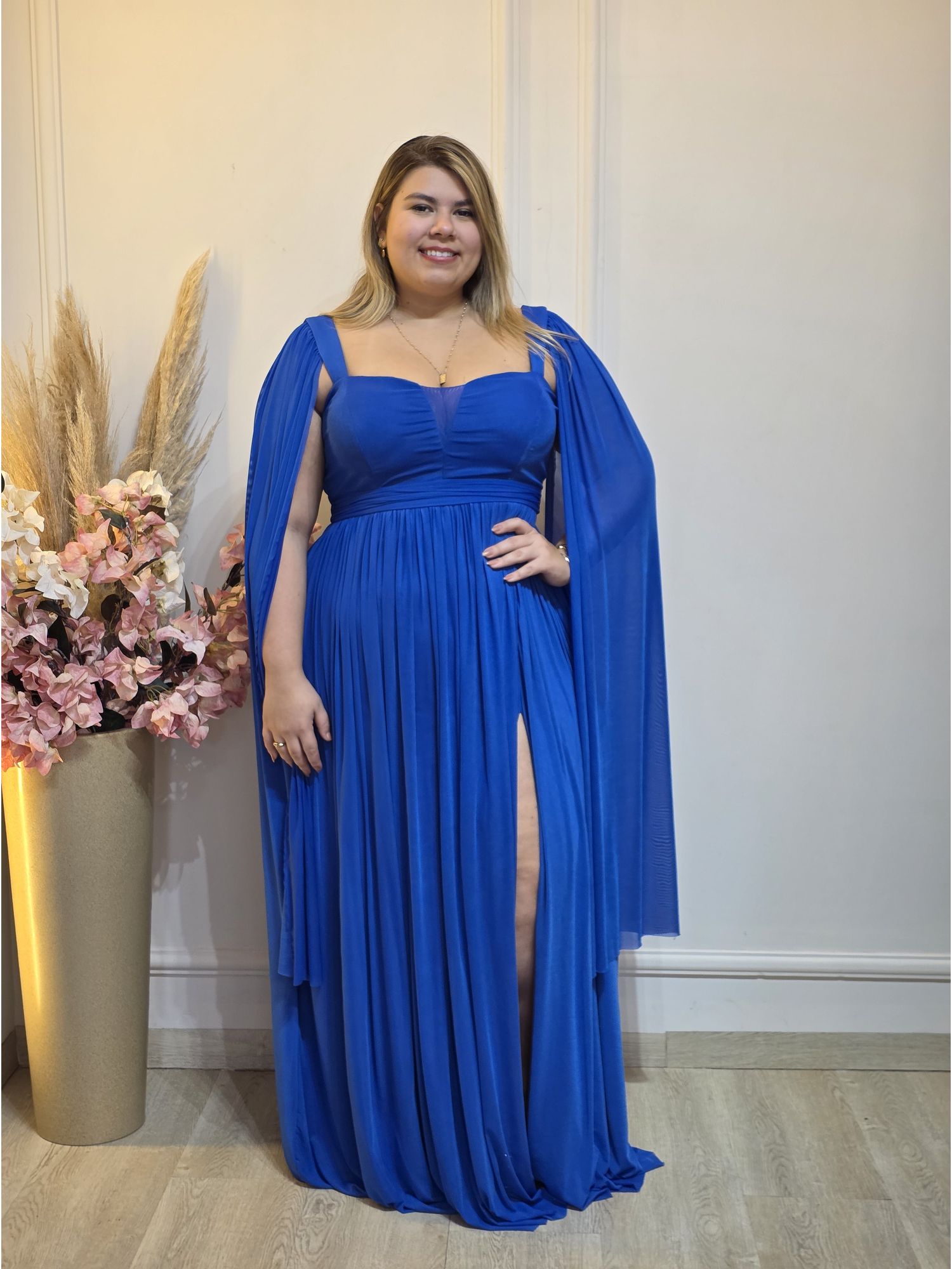 VESTIDO DE FESTA LONGO GLAMOUR AZUL ROYAL - 333333... - Érika Araújo Store