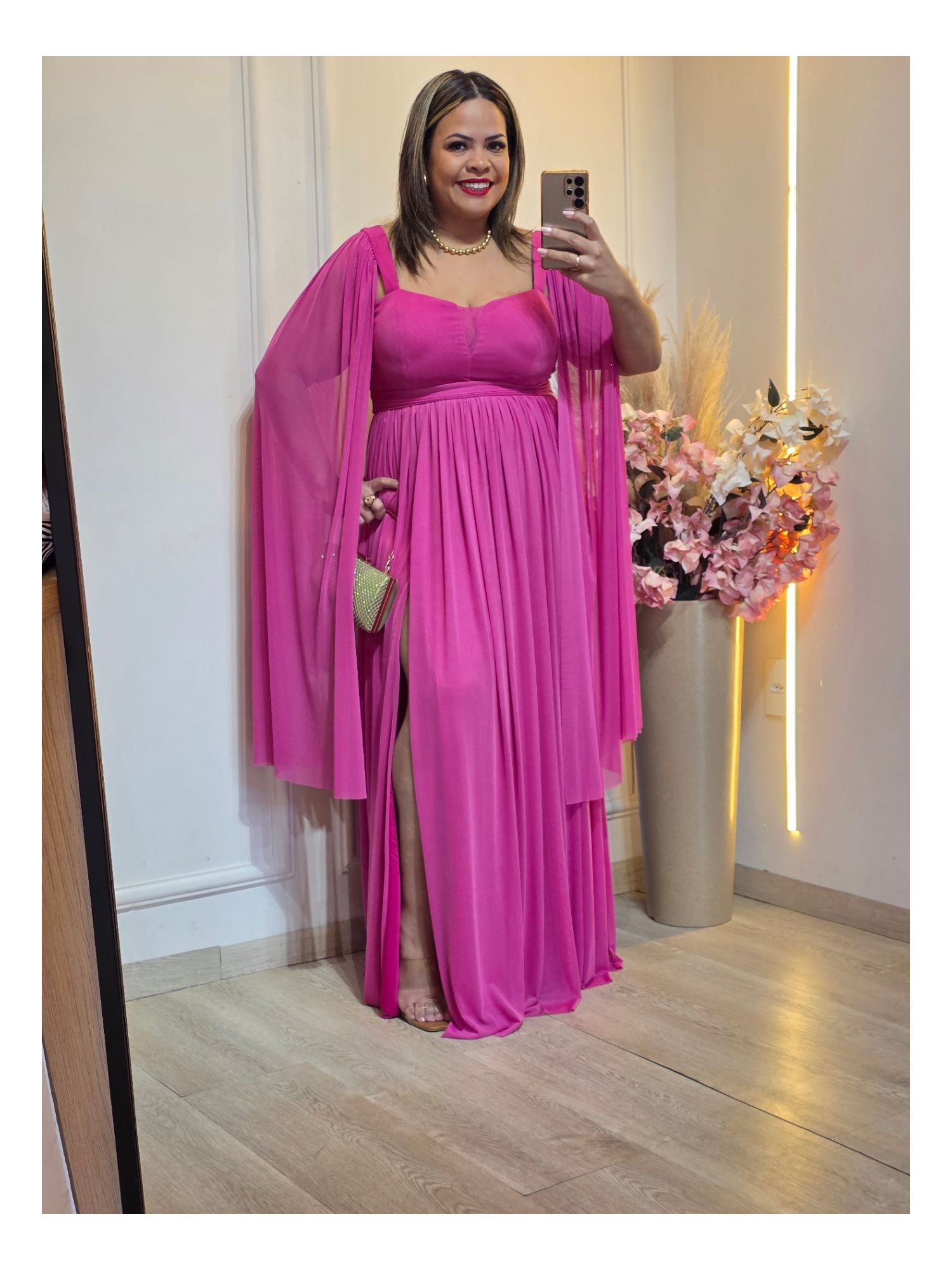 VESTIDO DE FESTA LONGO GLAMOUR FUCSIA - 3333333378... - Érika Araújo Store