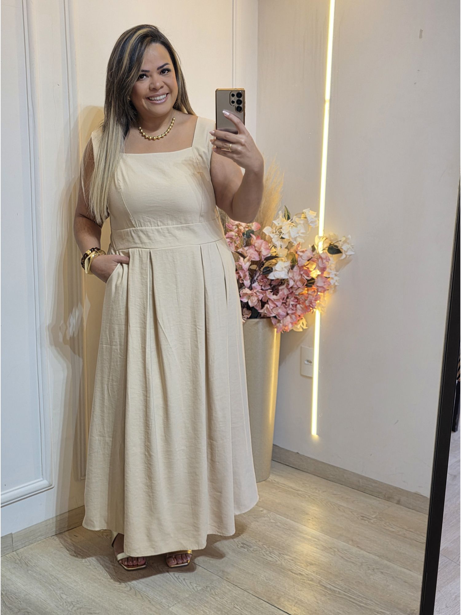 VESTIDO LIZ BEGE - 02 - Érika Araújo Store