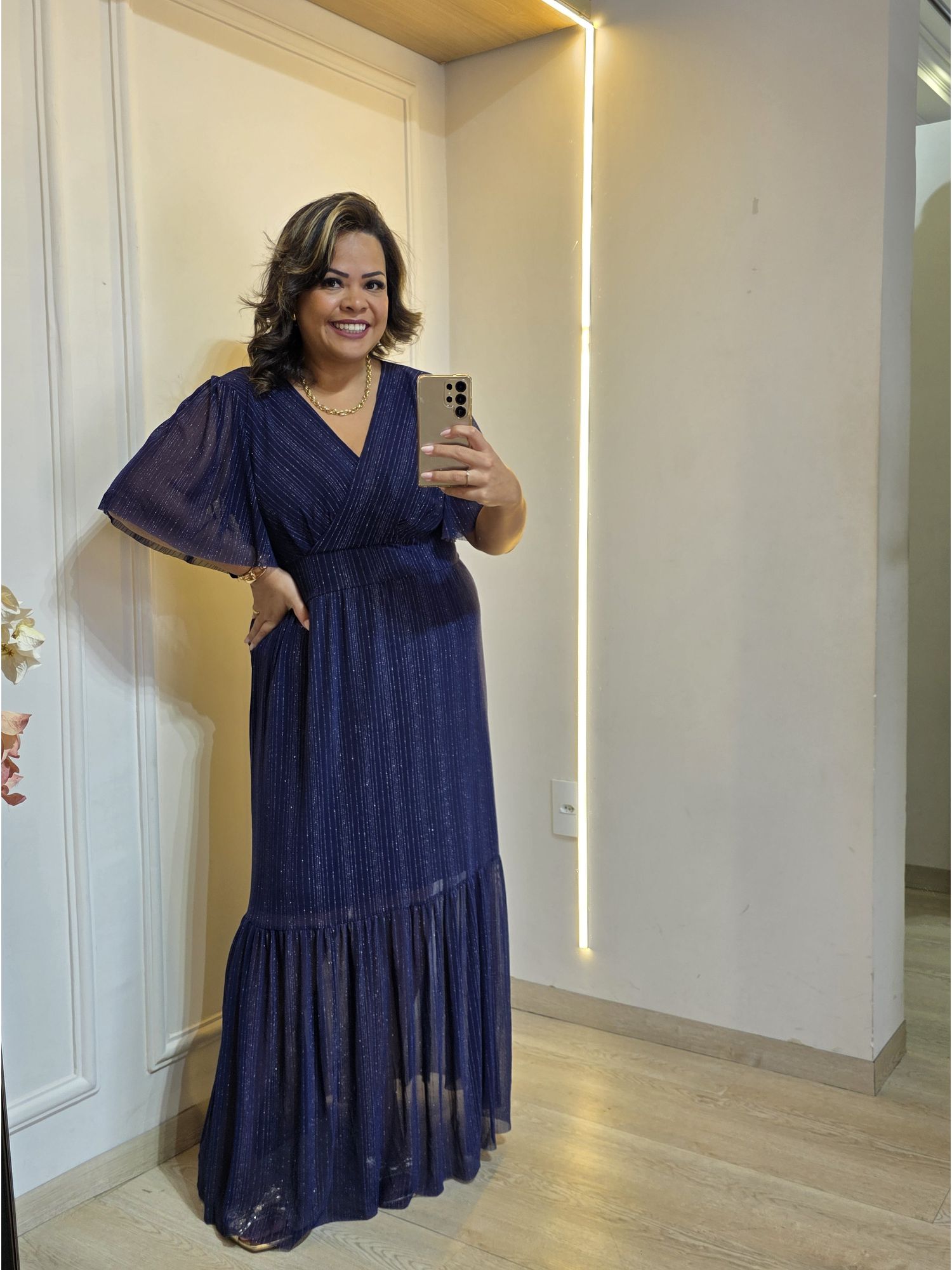 VESTIDO ELLEGANCE EM TULE - MARINHO BRILHO - Érika Araújo Store