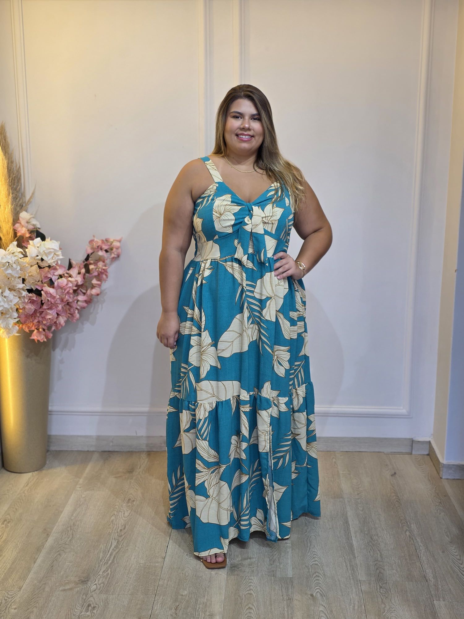 VESTIDO ZOE AZUL TURQUESA - 123456 - Érika Araújo Store