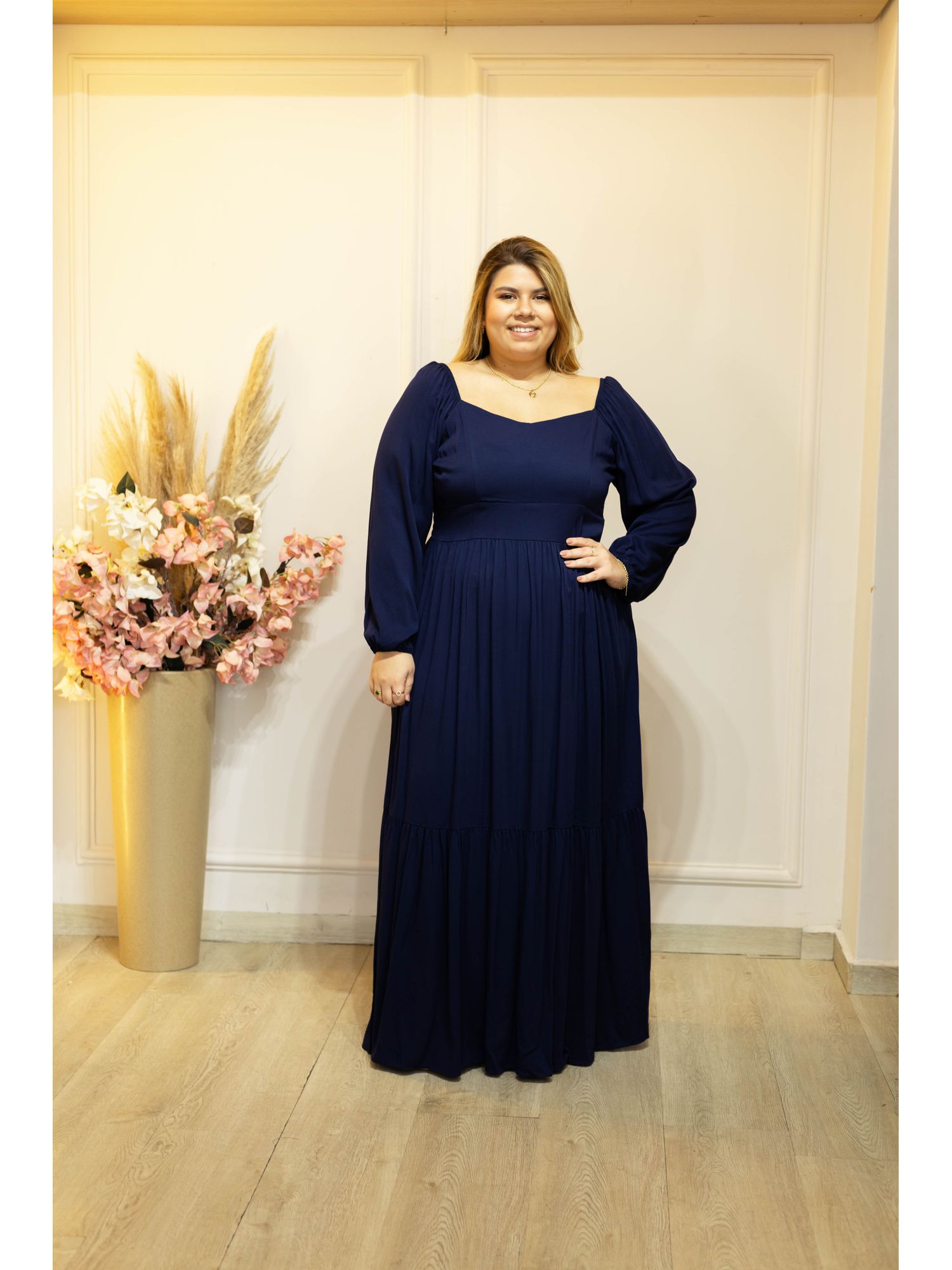 VESTIDO ZOE MANGA LONGA - MARINHO - Érika Araújo Store