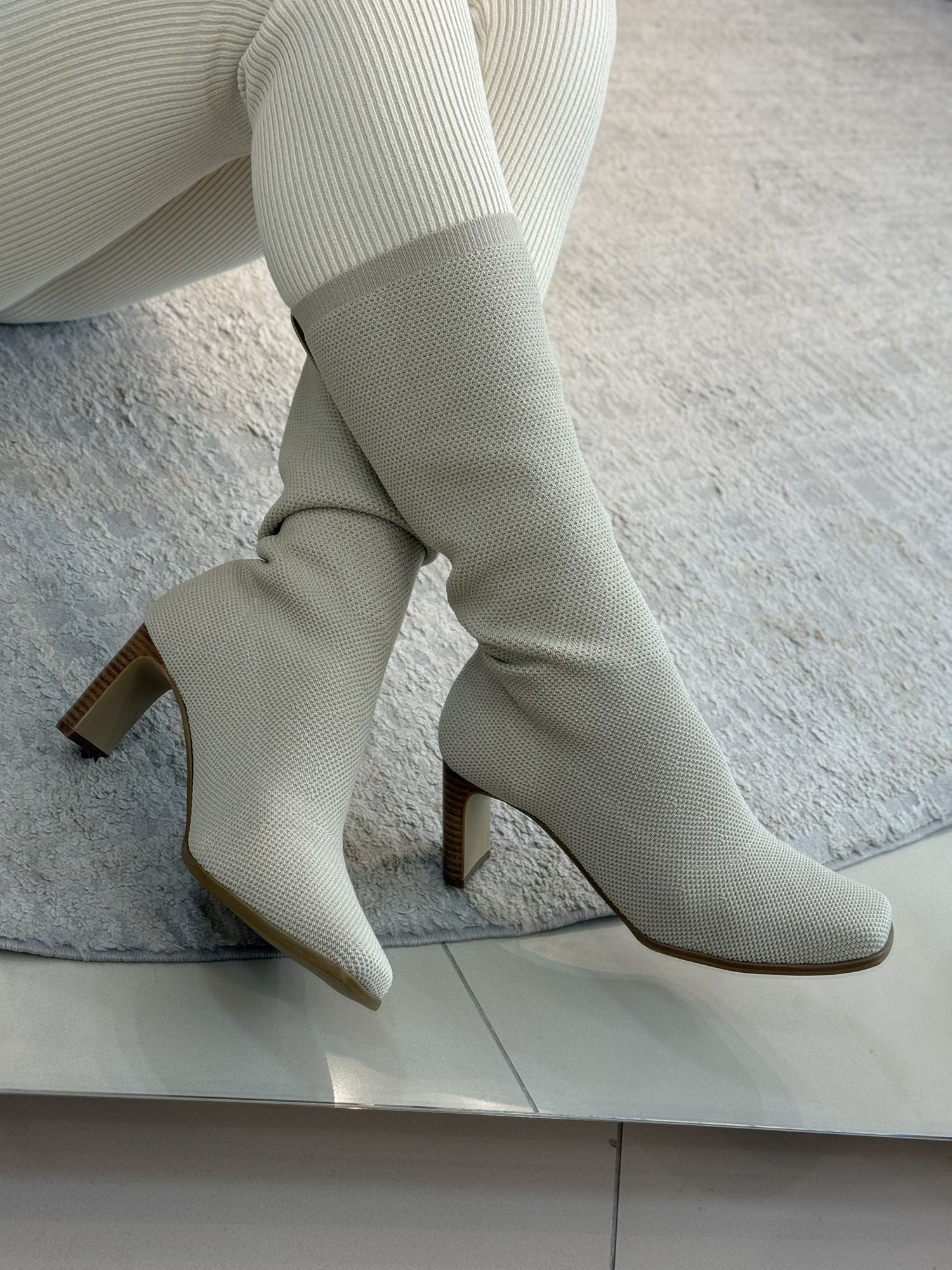 Bota De Tricô Areia 1406 