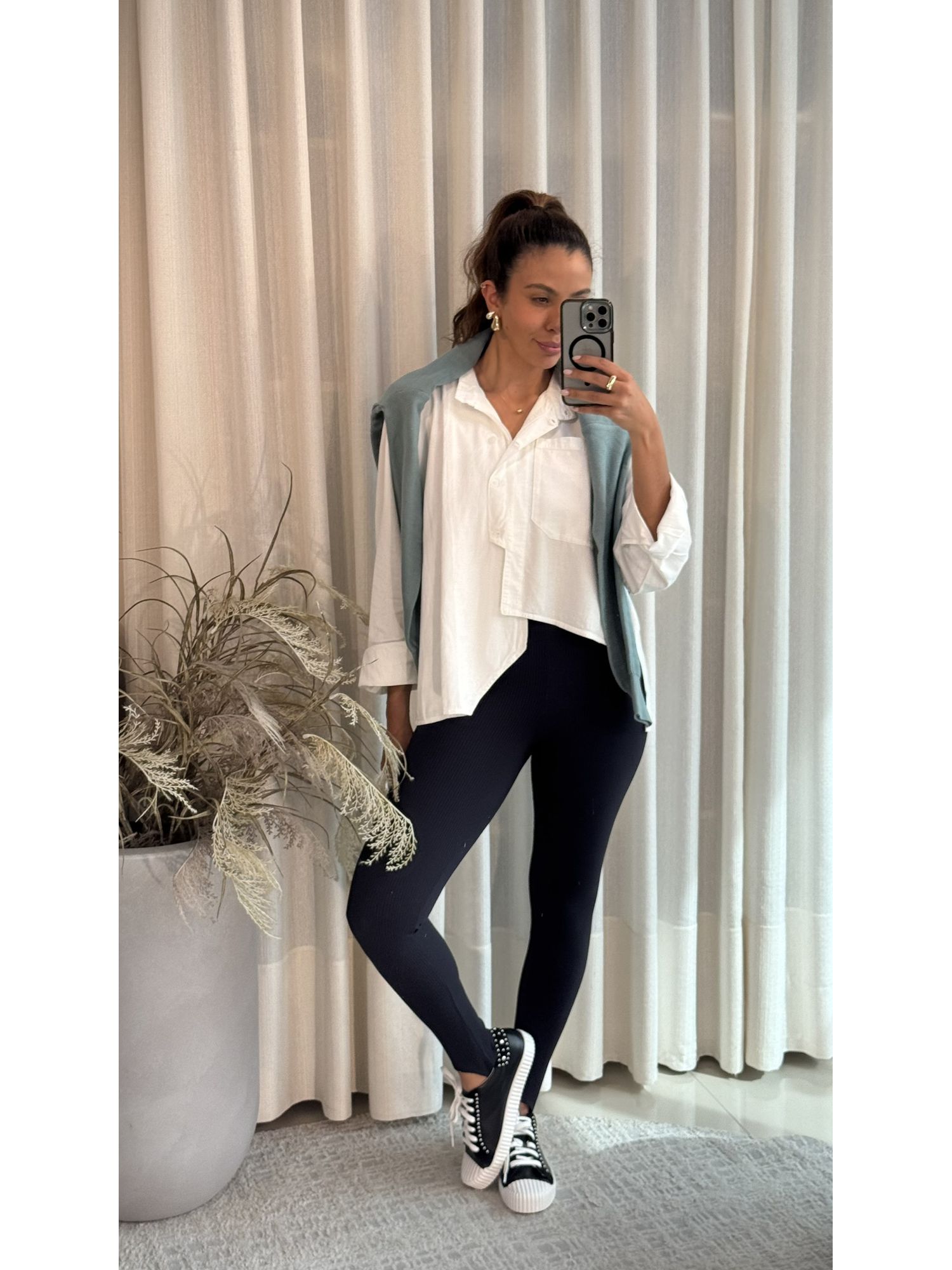 Camisa Biamar Assimétrica Com Bolso Frontal Off white 1309