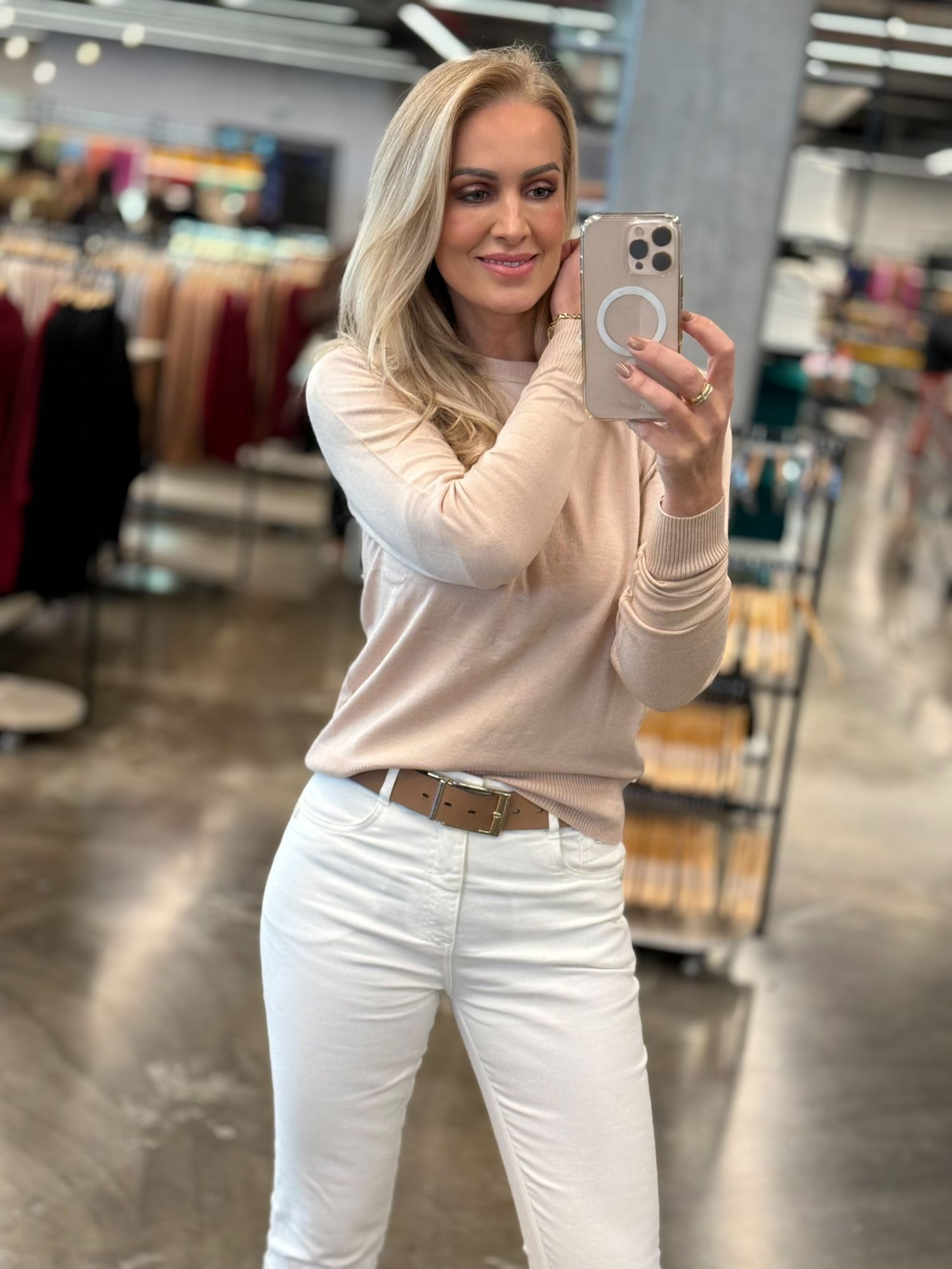 Blusa Biamar Em Lã Cashmere Bege Claro