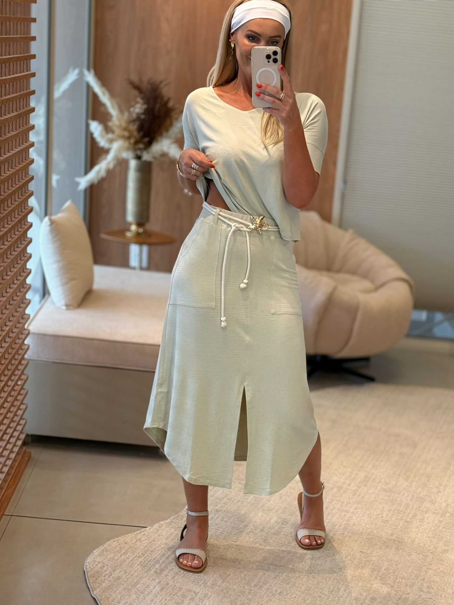 Conjunto Iconica Blusa E Saia Verde 1711 