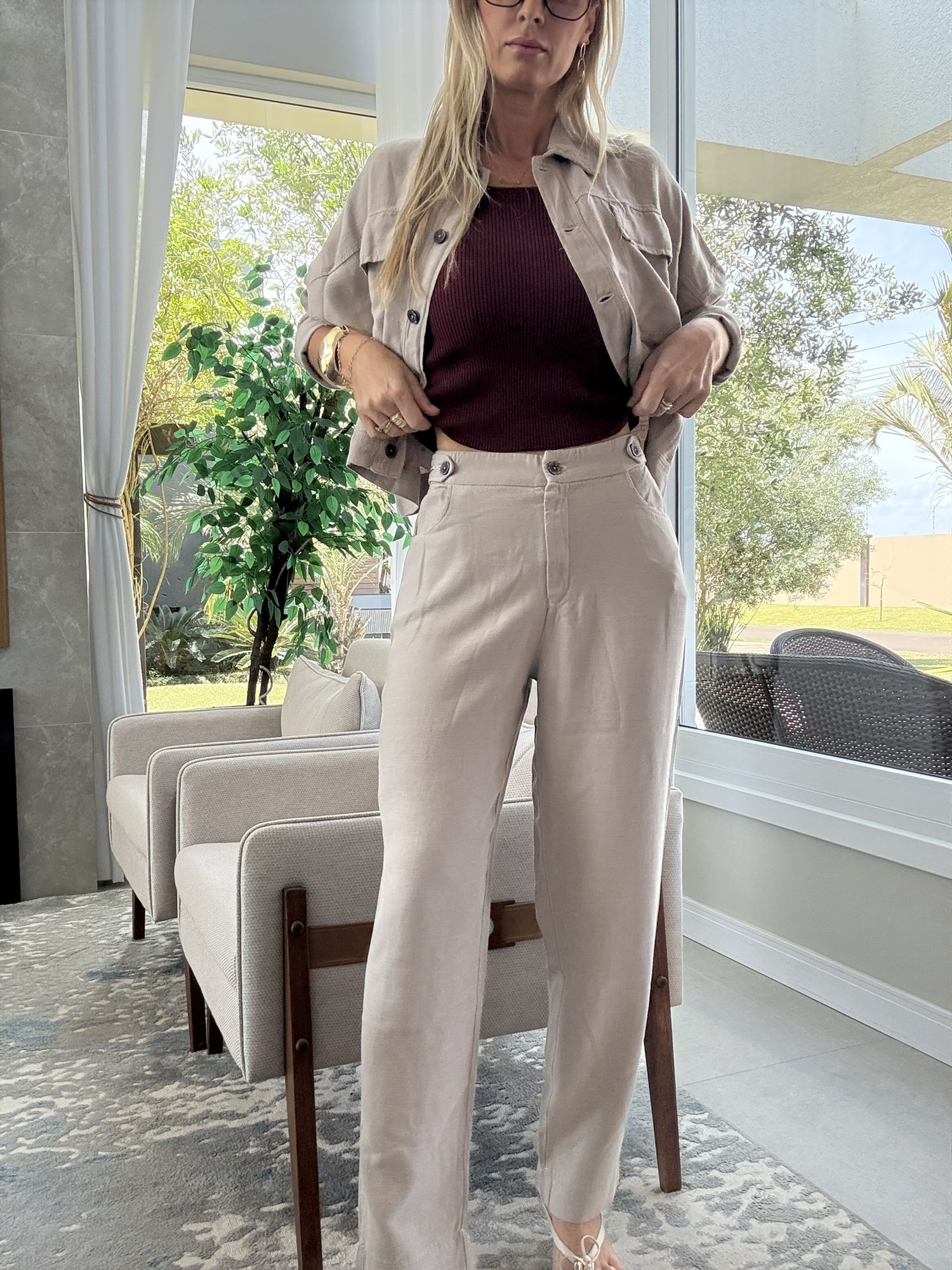 Calça Biamar Com Bolsos e Botões Fendy 2709
