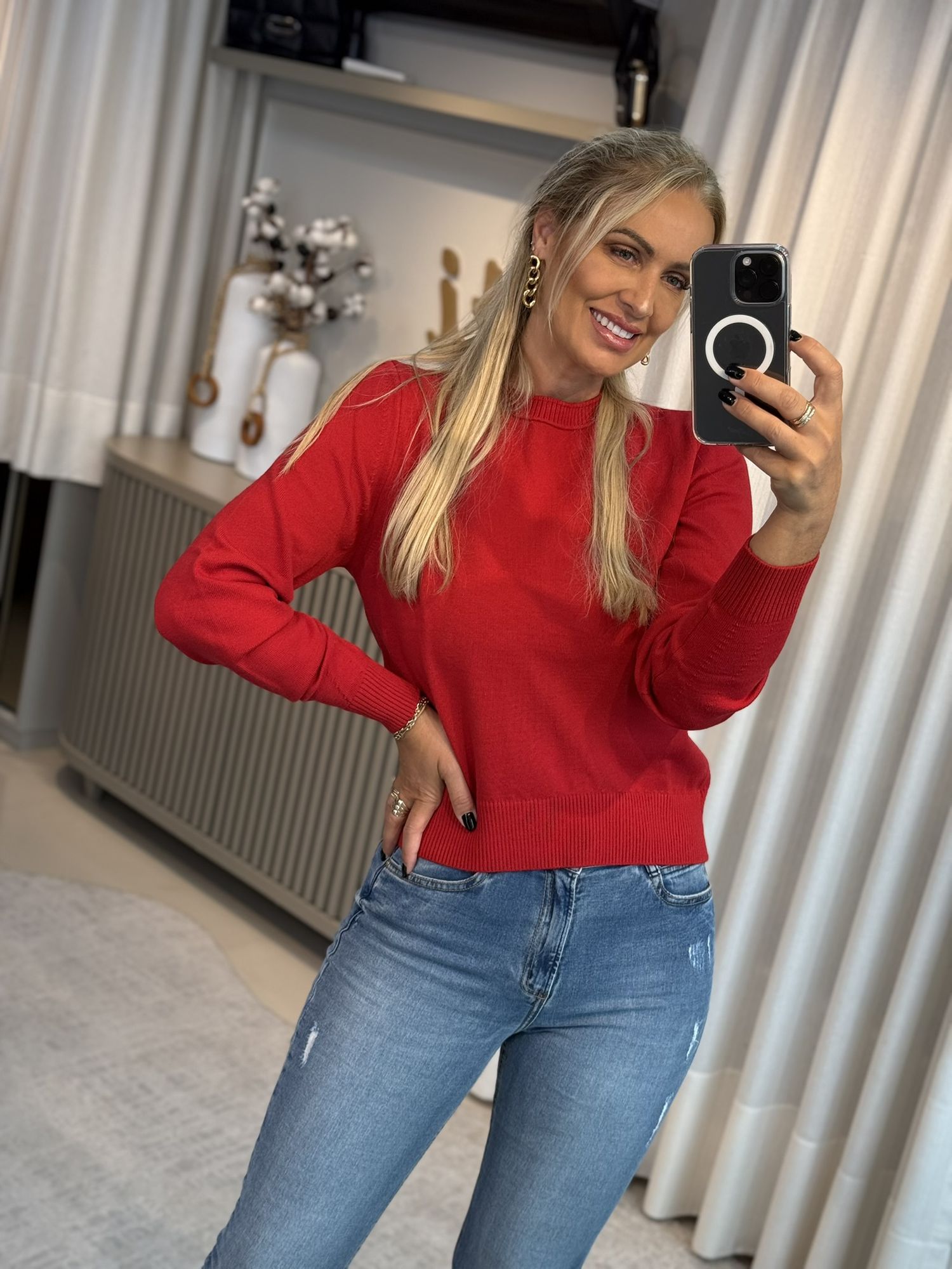 Blusa Abenção Com Abertura Nas Costas Vermelho 