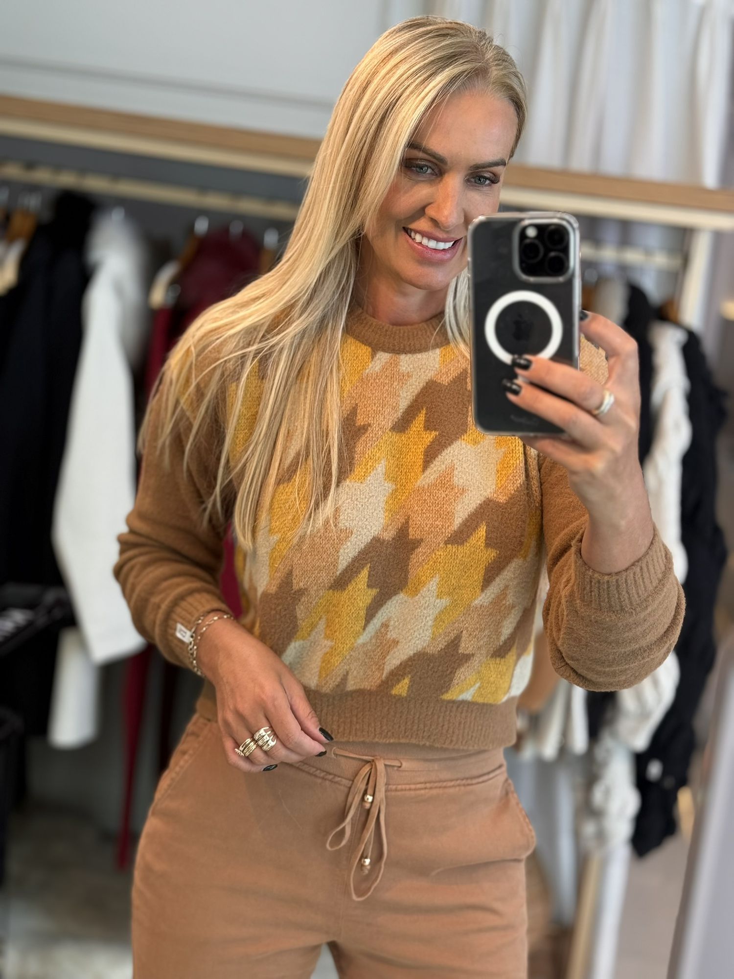 Blusa Abenção Pied de Poule Caramelo 