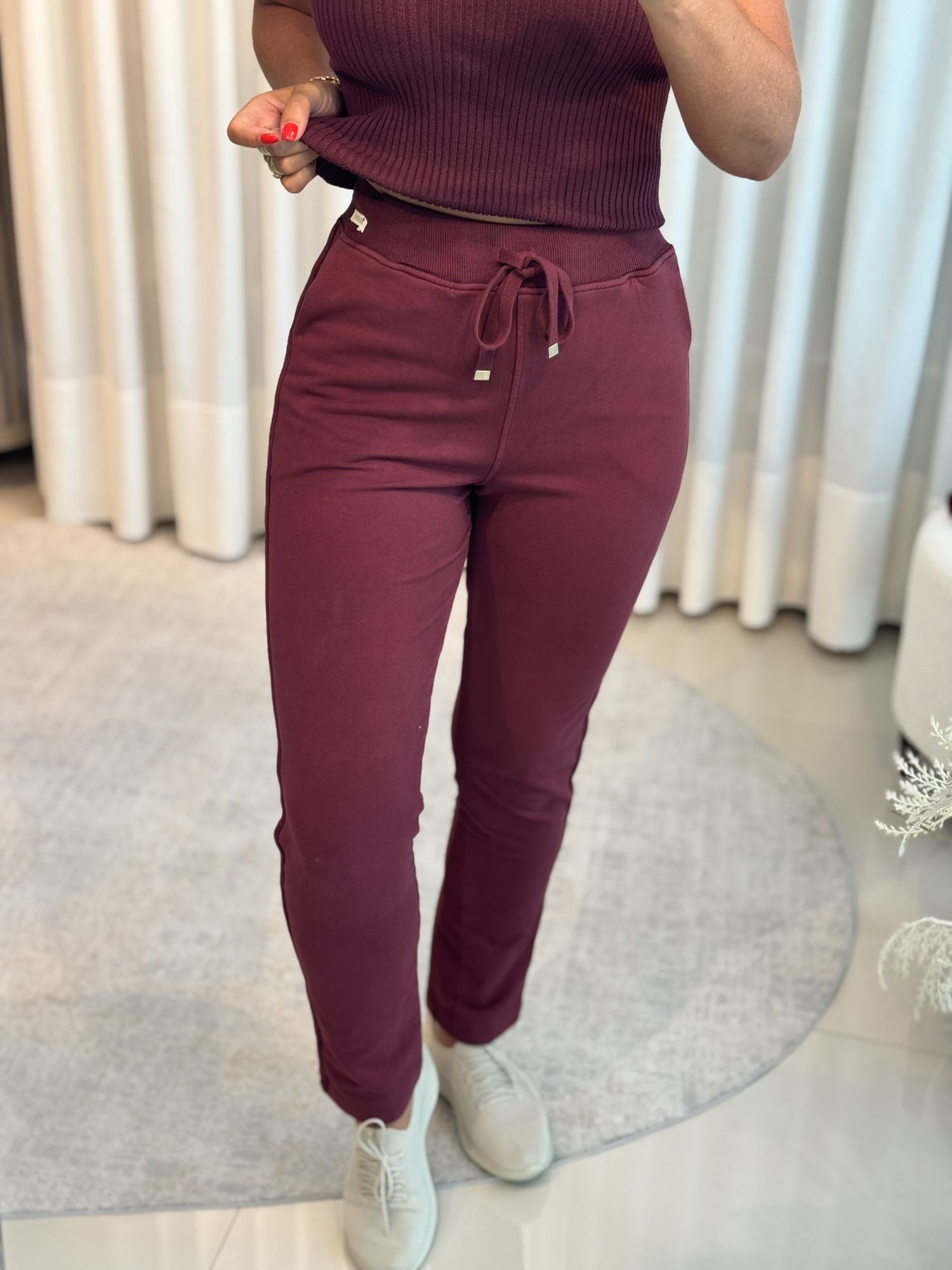 Calça Biamar De Moletom Com Cordão Bordo 