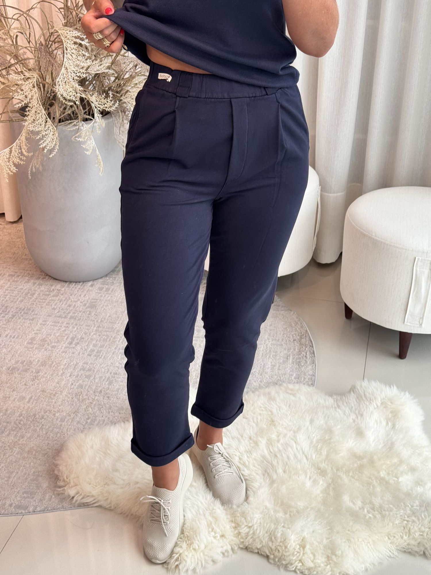 Calça Biamar De Algodão Azul Marinho