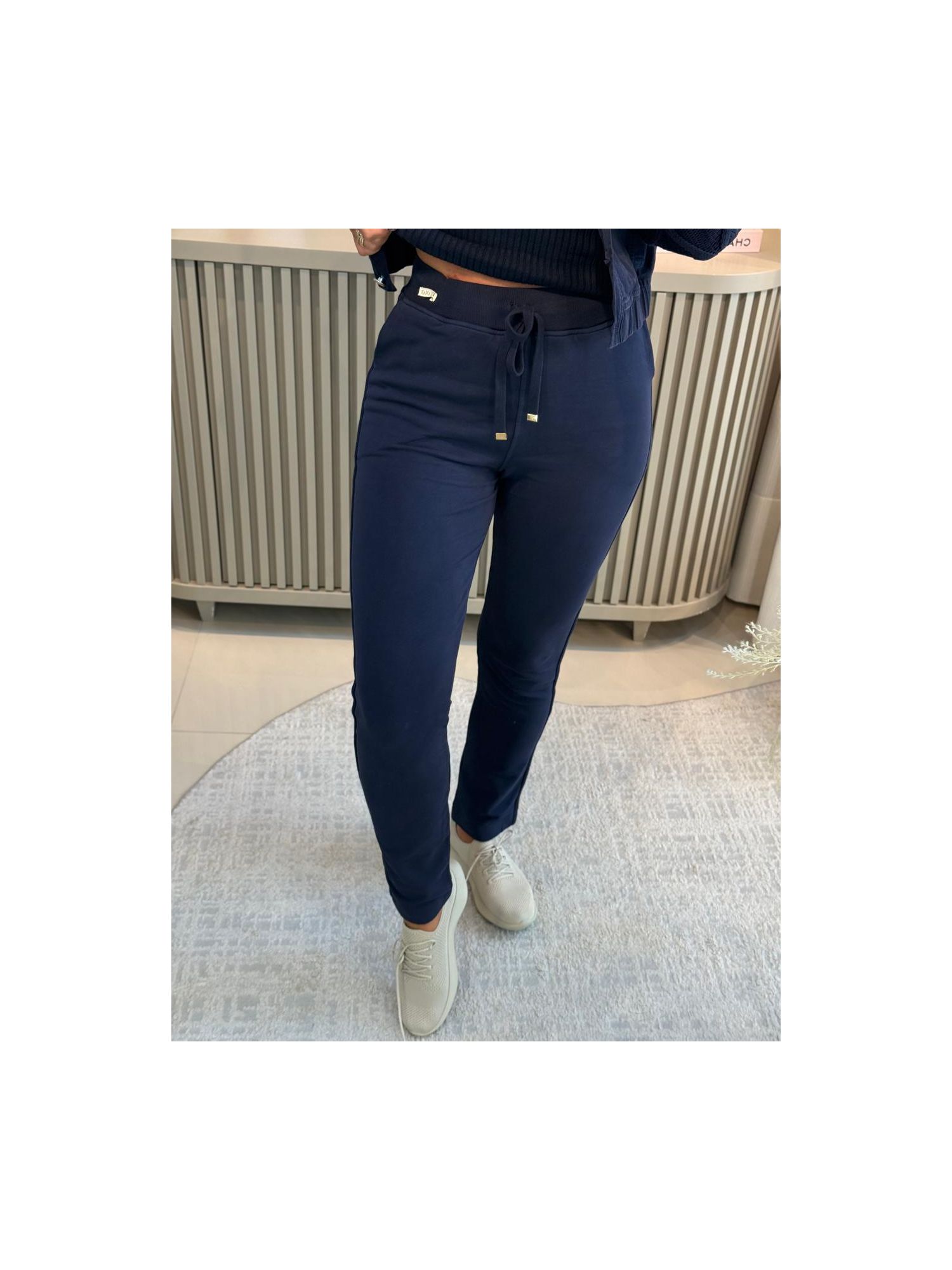 Calça Biamar De Moletom Com Cordão Azul Marinho