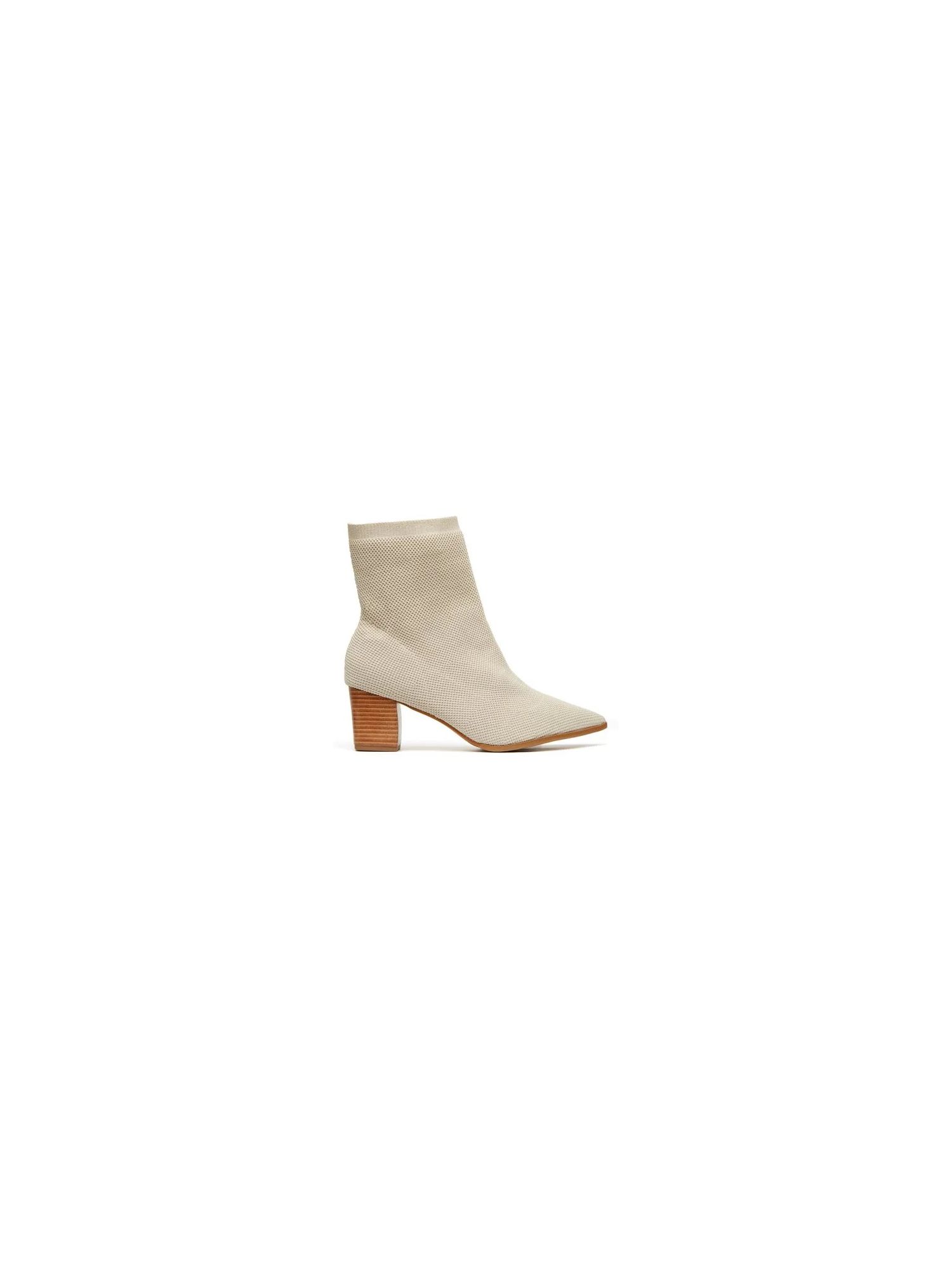 Bota De Tricô Com Bico Fino Areia 