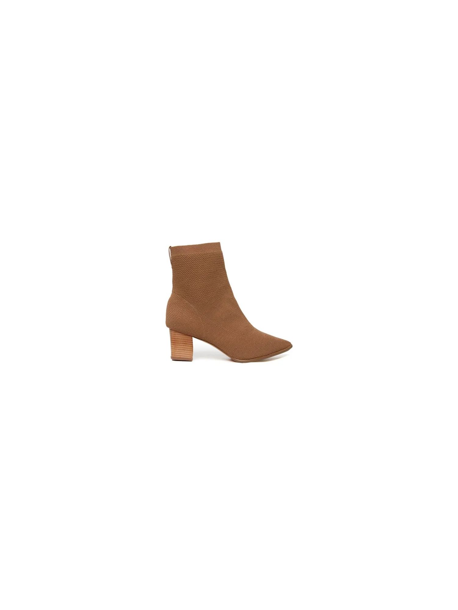 Bota De Tricô Com Bico Fino Caramelo