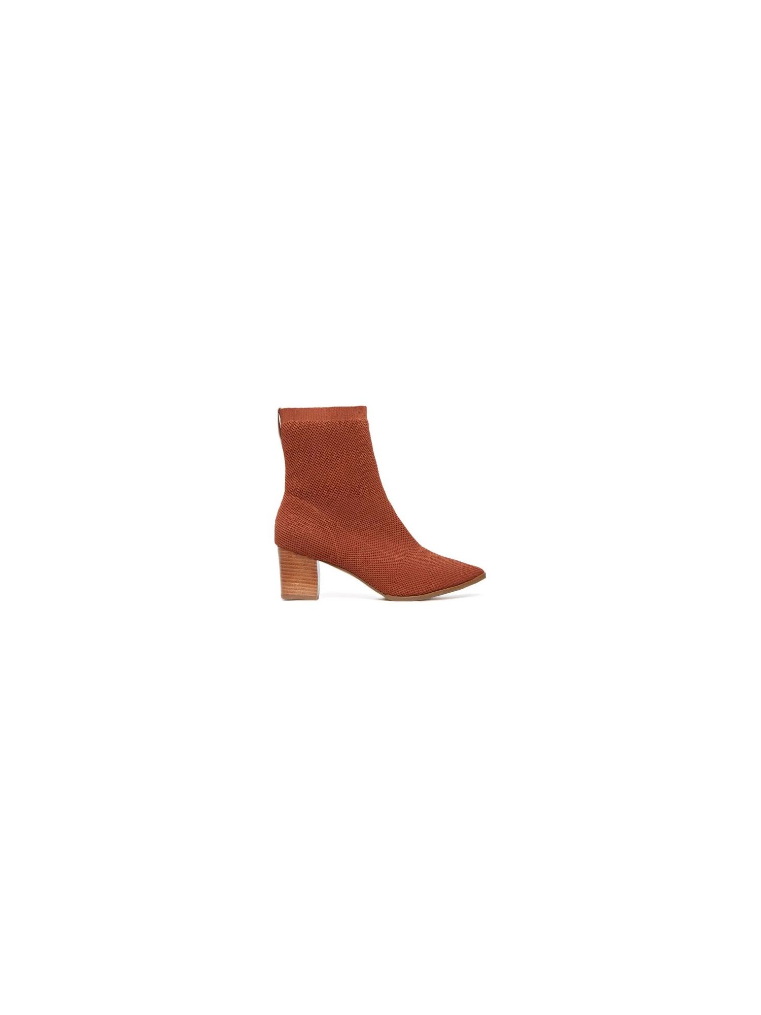 Bota De Tricô Com Bico Fino Terracota 