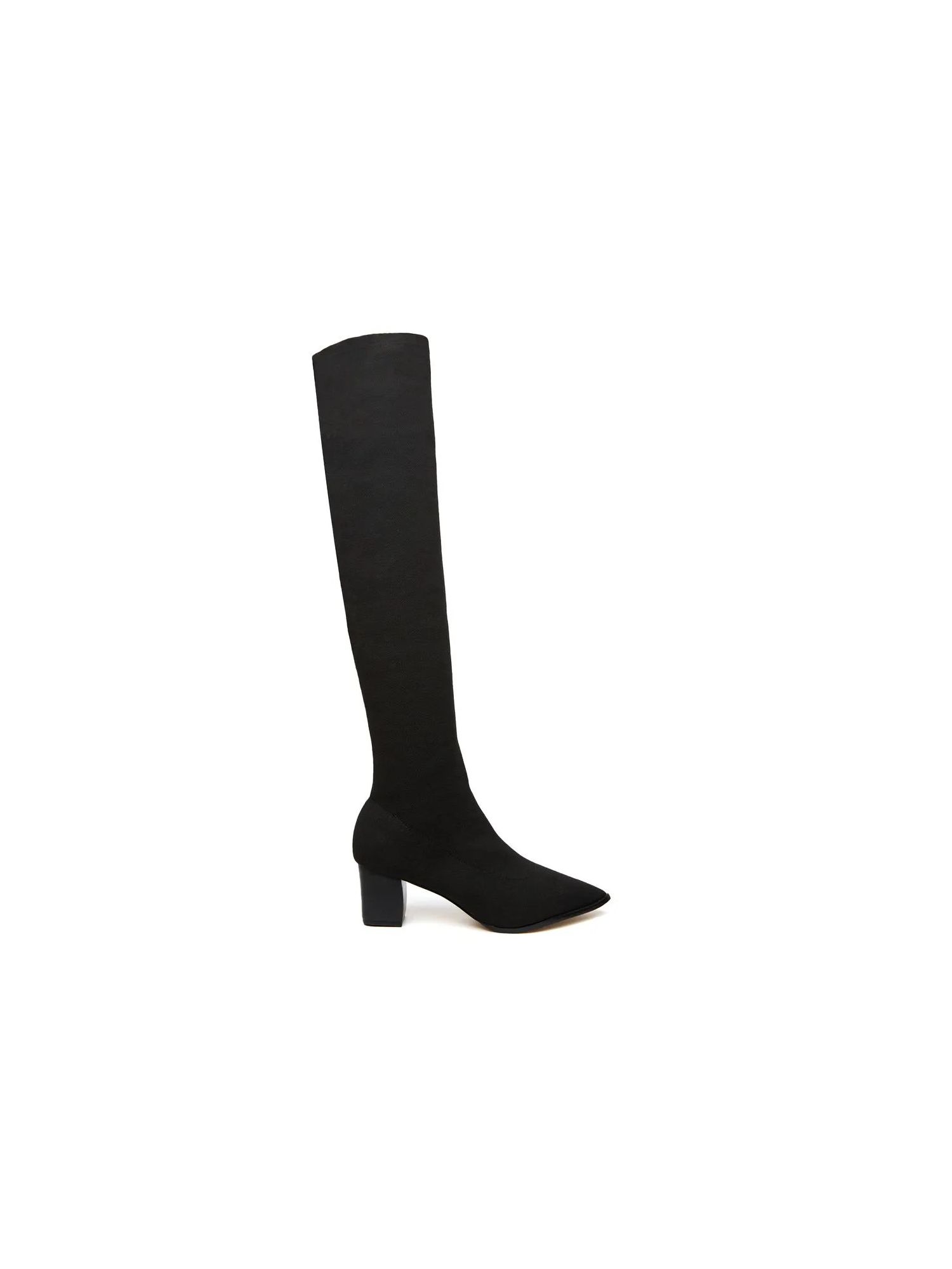 Bota De Tricô Over Bico Fino Preto
