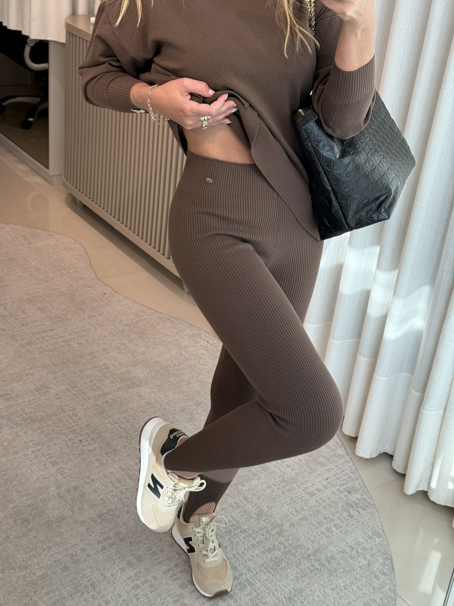 Calça Biamar Fusô Canelada Marrom 2205