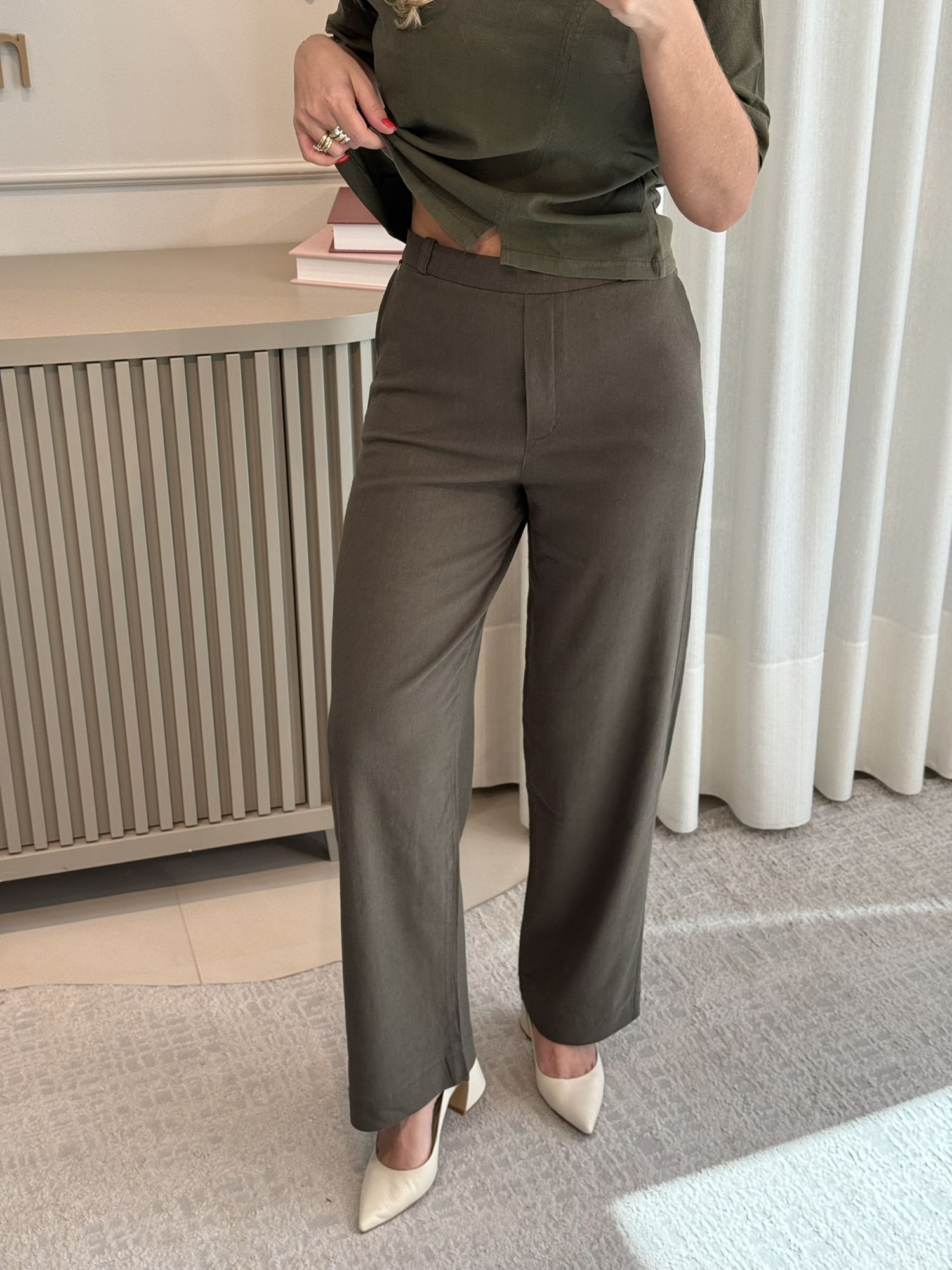Calça Biamar Reta Com Bolsos Faca Verde 1907 