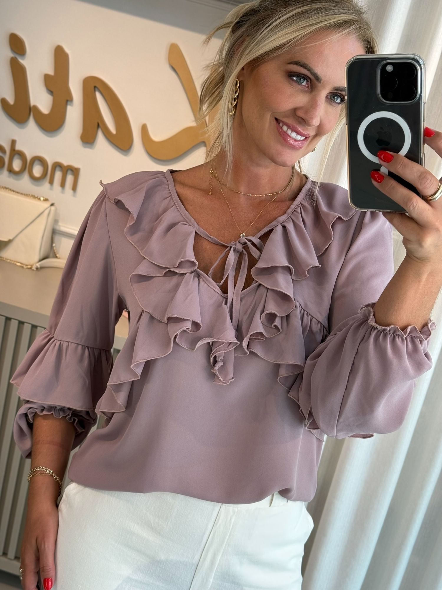 Bata Boho Com Babados Rosa