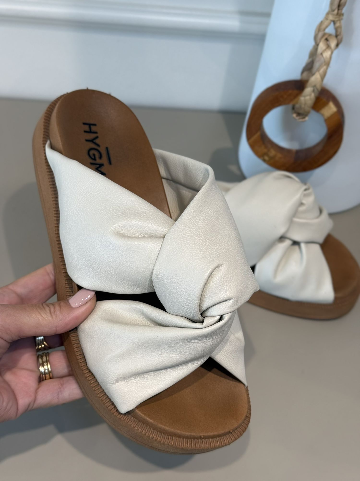 Birken Hygme Trançada De Couro Vegetal Off White 