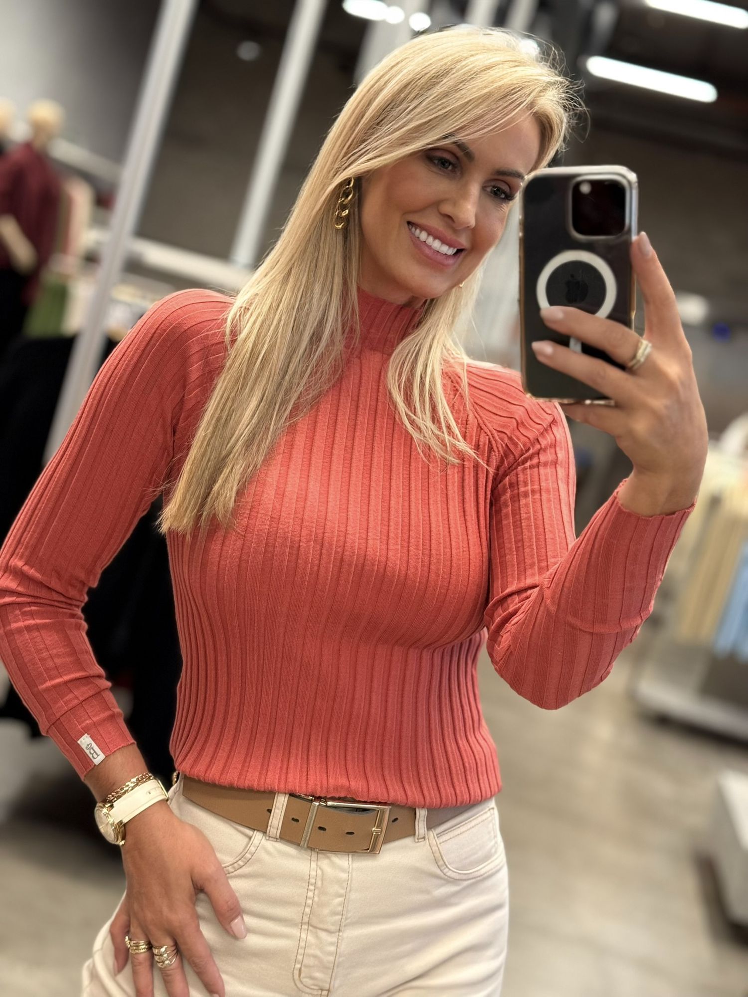 Blusa Biamar Canelada Coral 