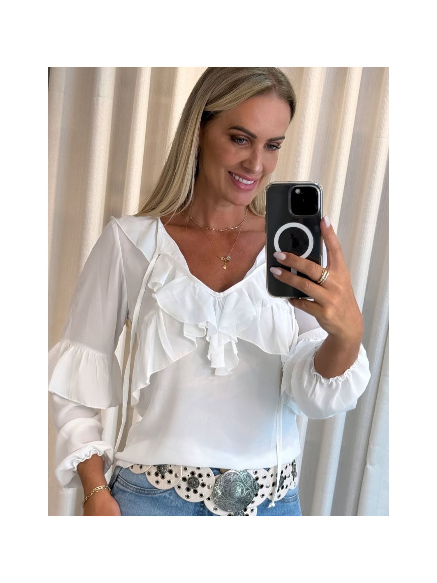 Bata Boho Com Babados Off White 