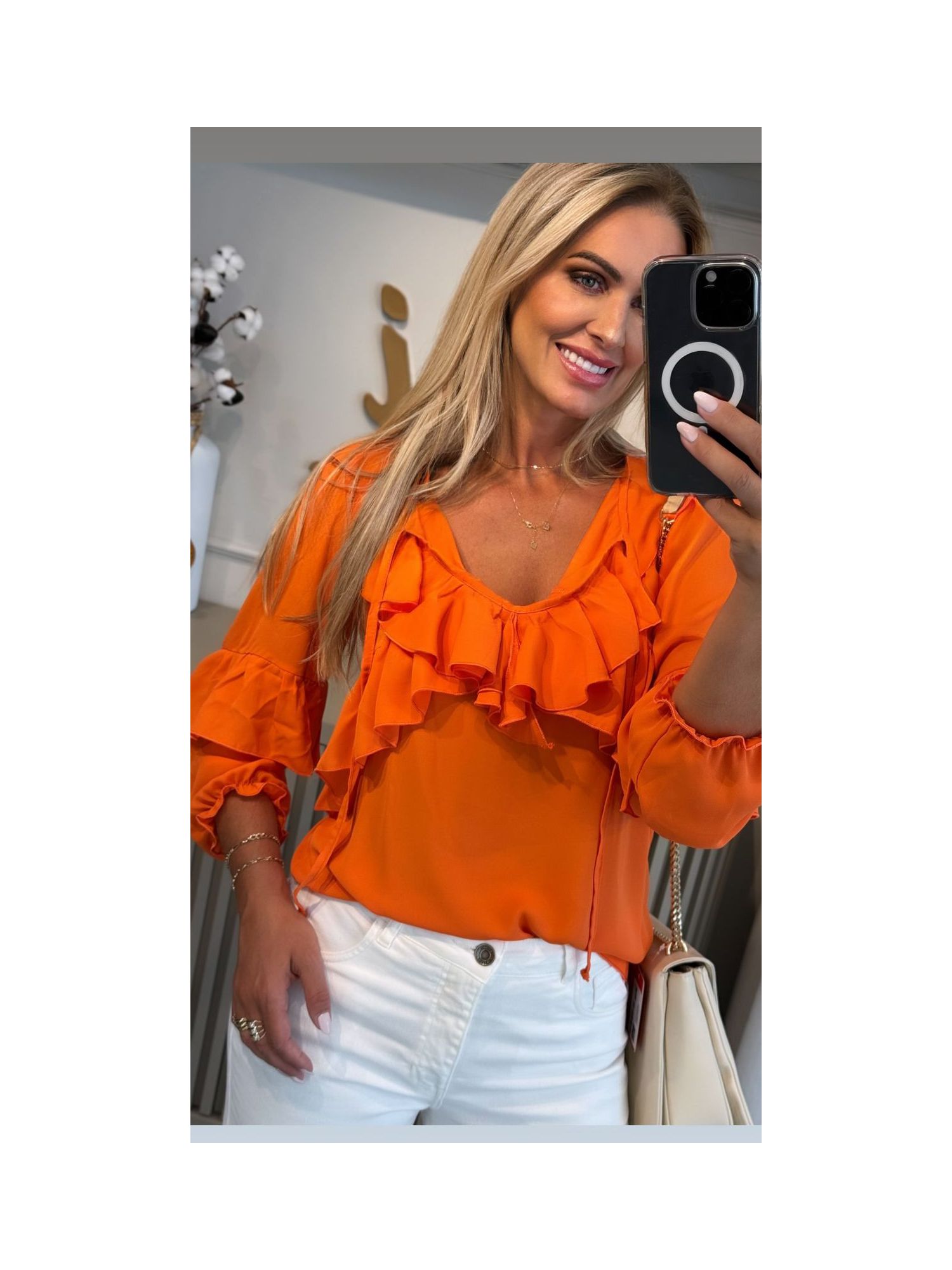 Bata Boho Com Babados Laranja 