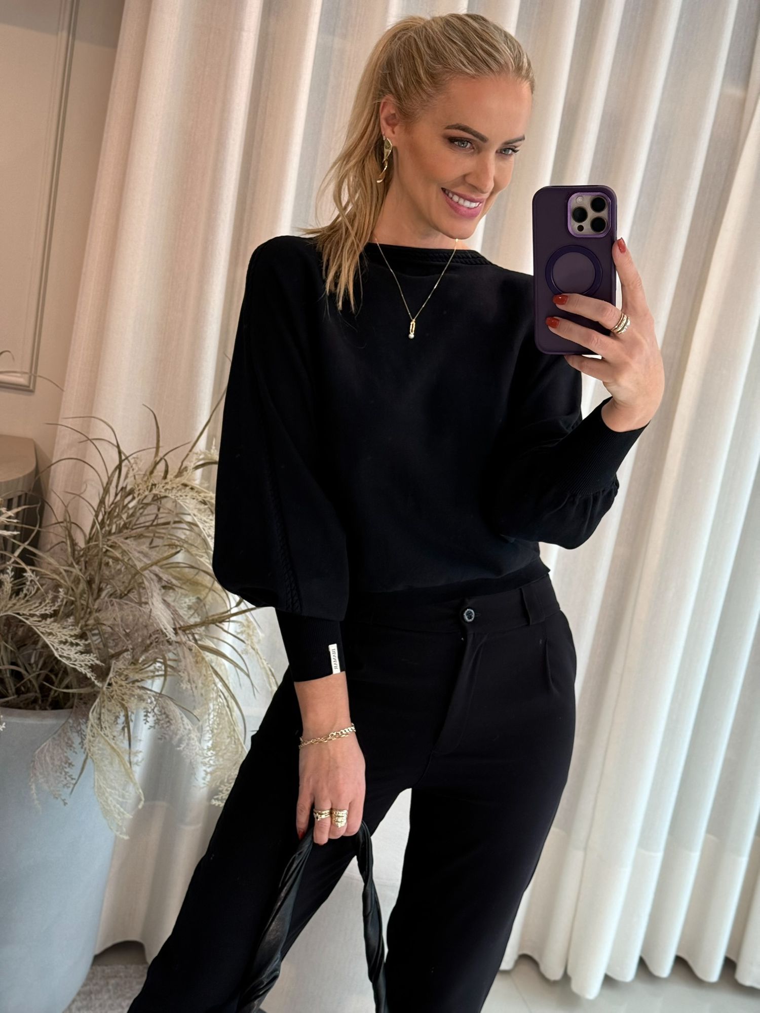 Blusa Biamar Em Algodão Com Detalhe Em Tranças Preto 0210