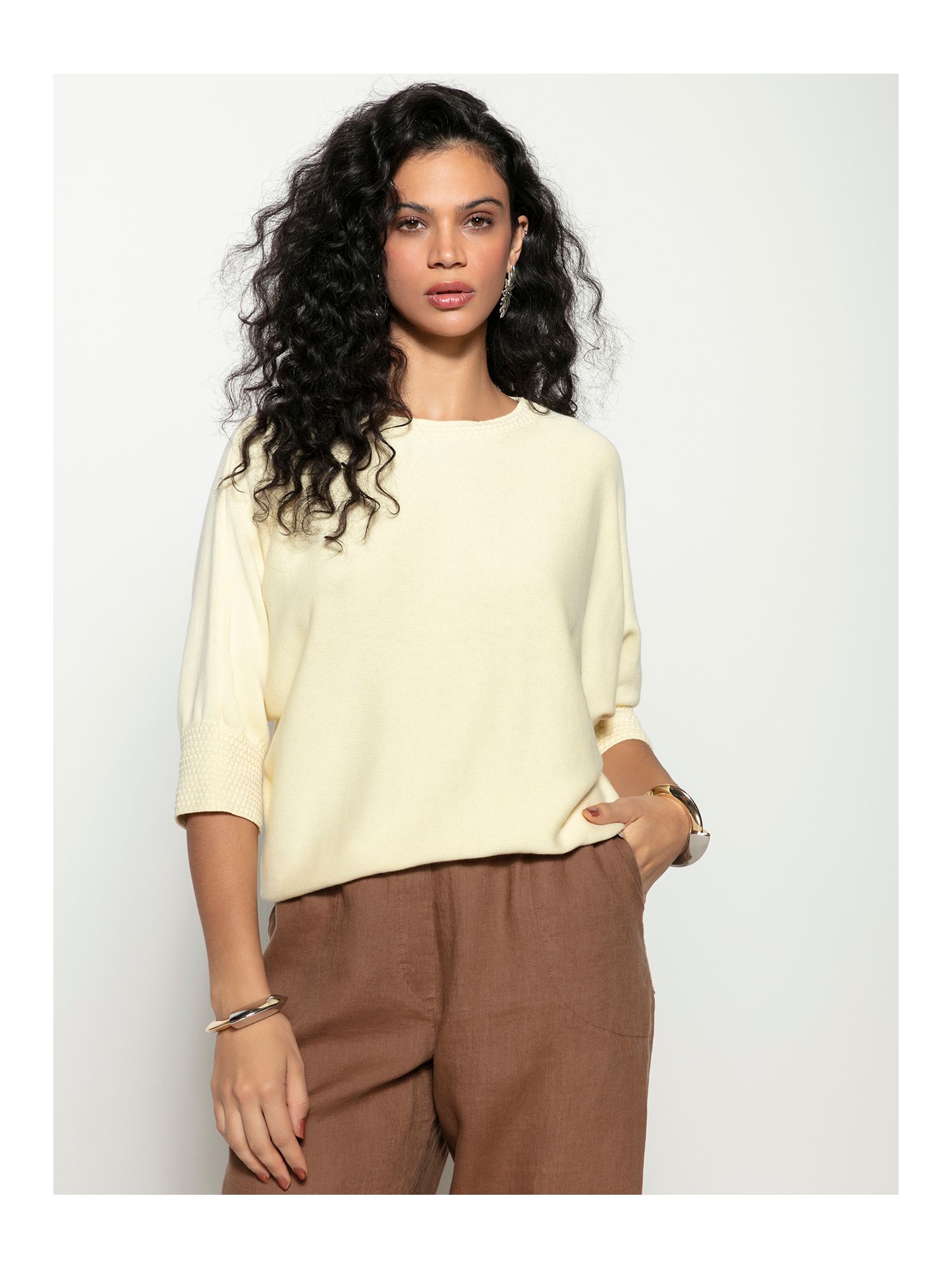 Blusa Biamar Em Ponto Pipoca Amarelo 2307 