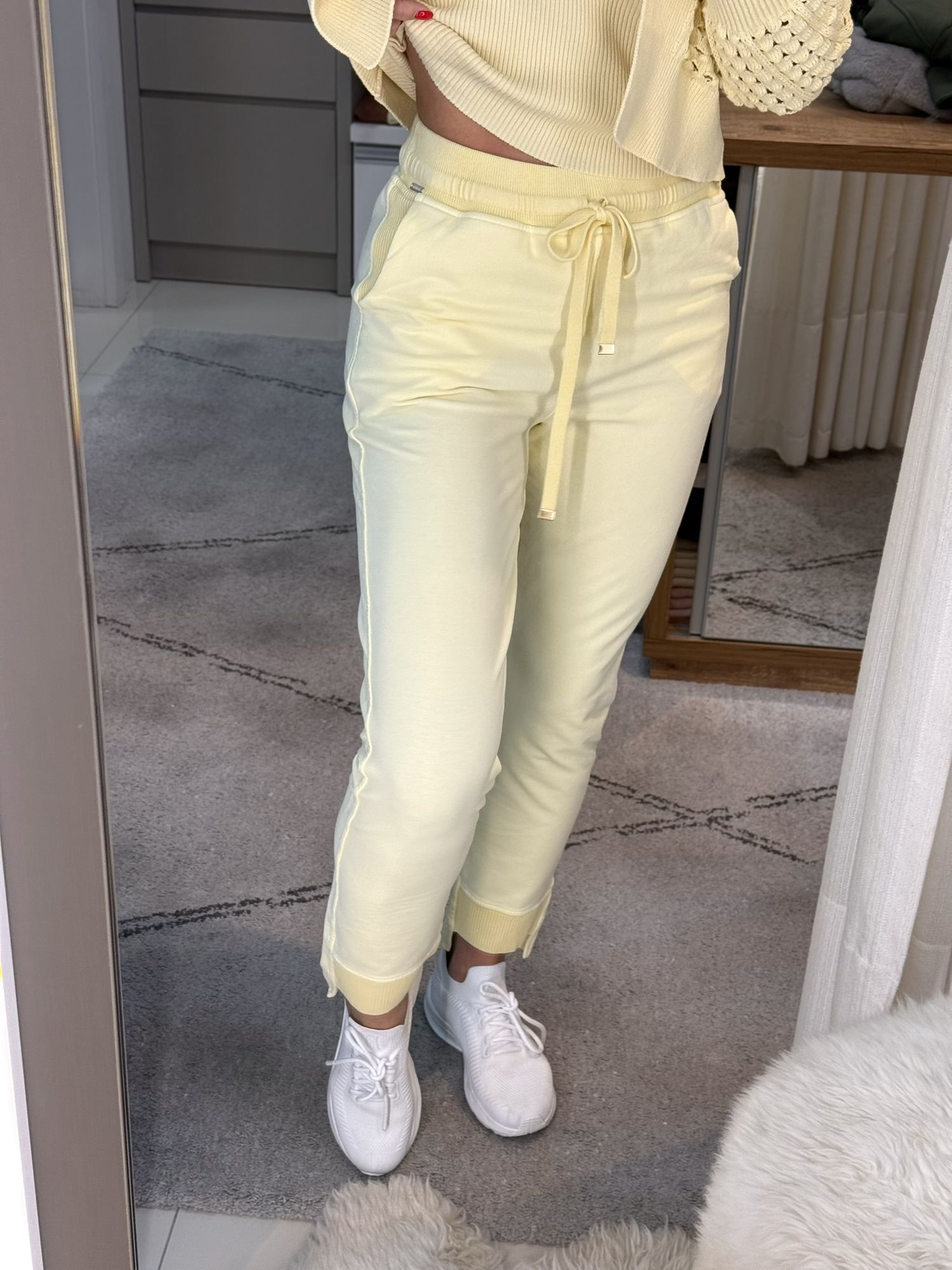 Calça Biamar Em Algodão E Barra Mullet Amarelo 0708