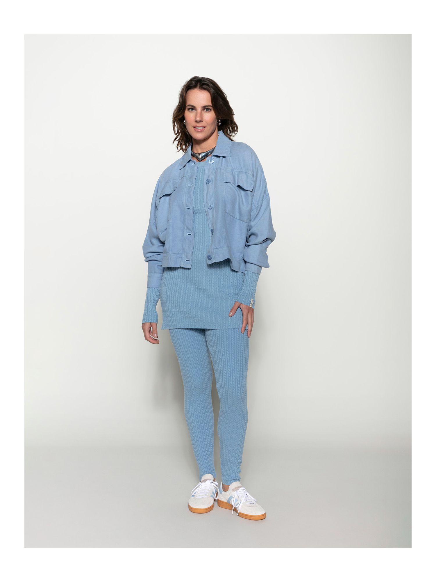 Jaqueta Biamar Com Botões e Bolsos Azul Claro 1607 
